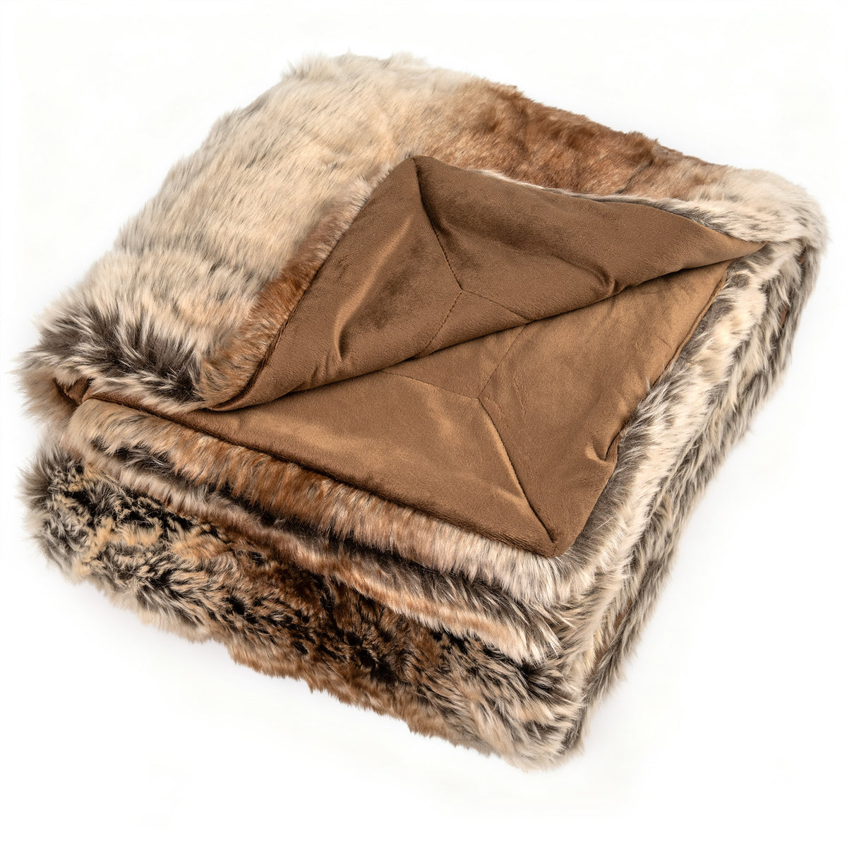 Faux Raccoon Fur Blanket for Sofa - 760GSM, Coffee