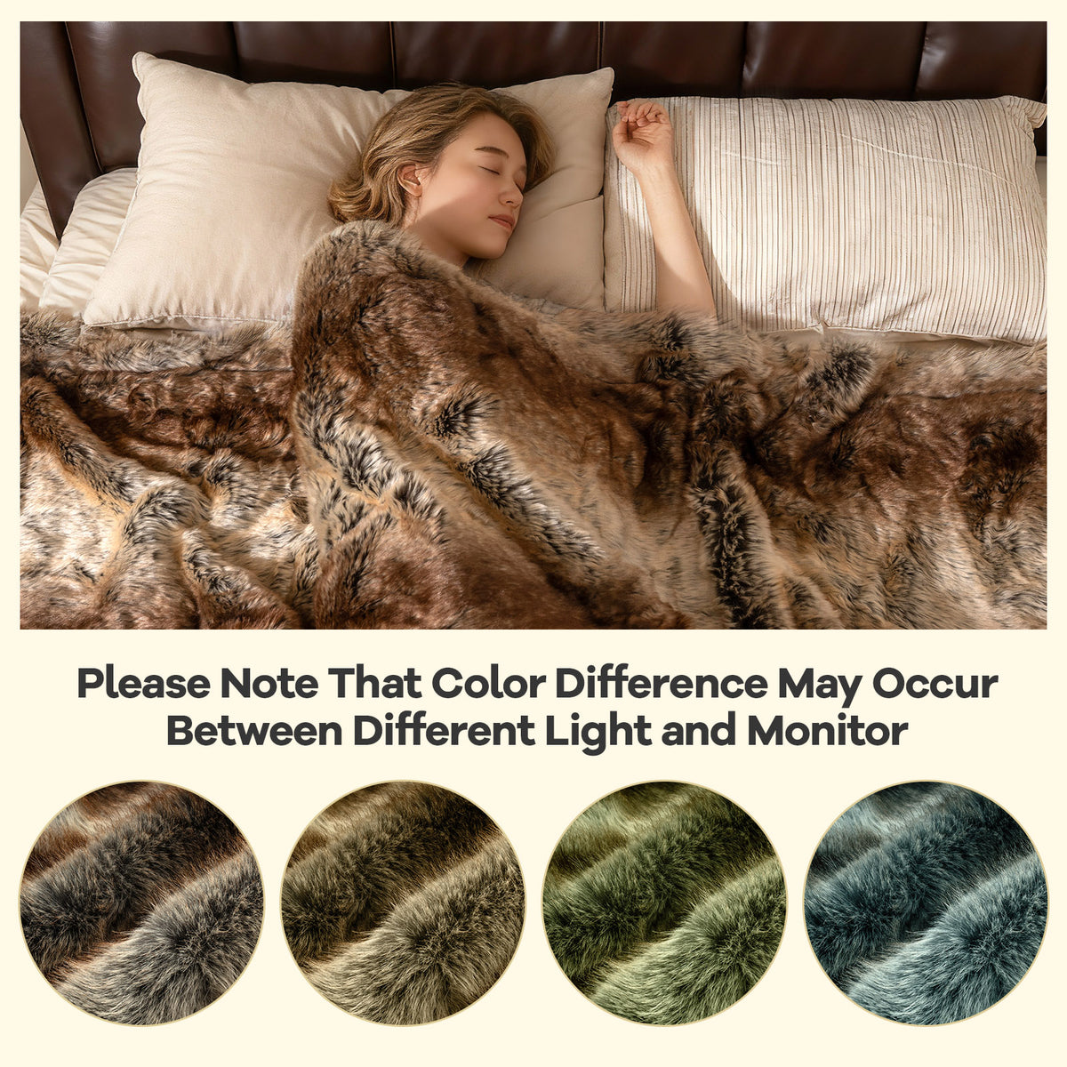 Faux Raccoon Fur Blanket for Sofa - 760GSM, Coffee