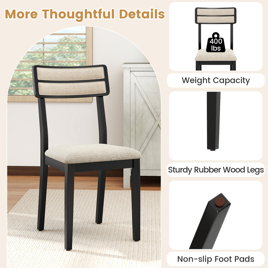 Modern Dining Chairs Set of 4 with Tilt Backrest - Black