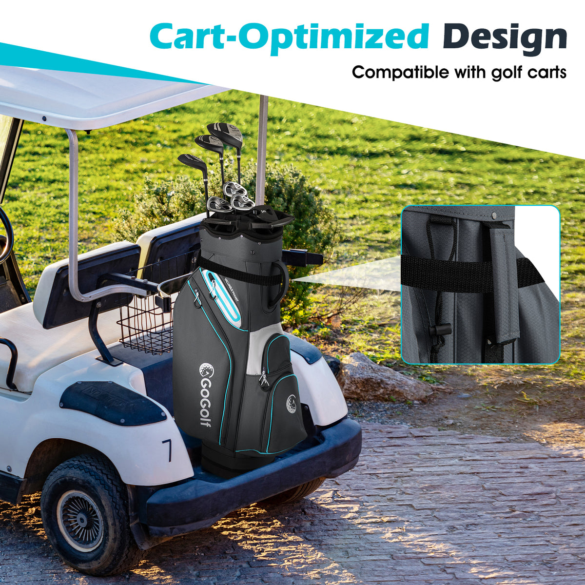 Lightweight Portable Golf Cart Bag with 14 Dividers & Multiple Pockets - Gray