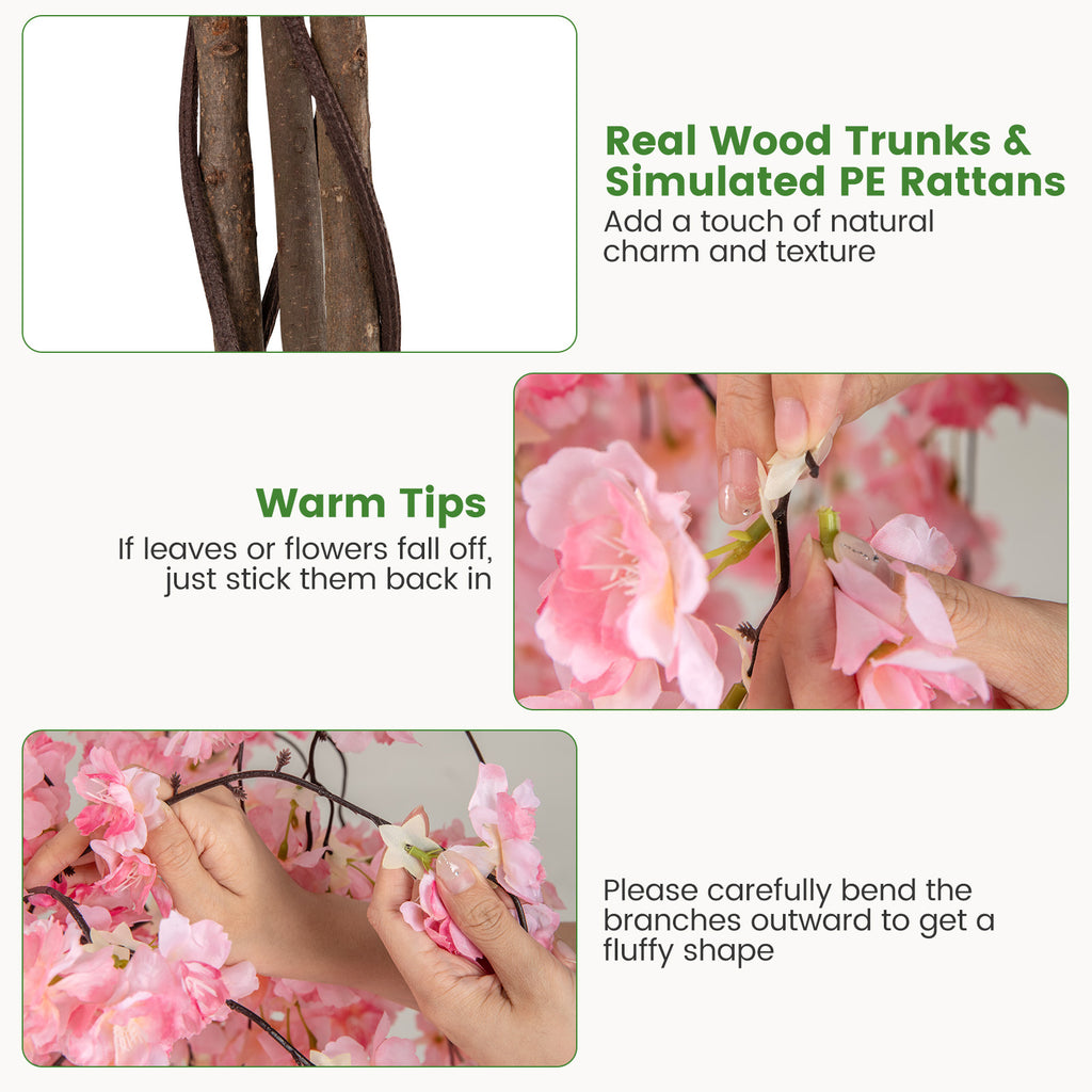 Artificial Cherry Blossom Tree with Pink & White Flowers - 5.5 FT Tall, 1 Pack, Variation of Pink