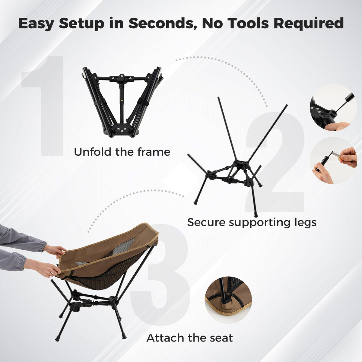Portable Camping Chair with Carrying Bag - Coffee
