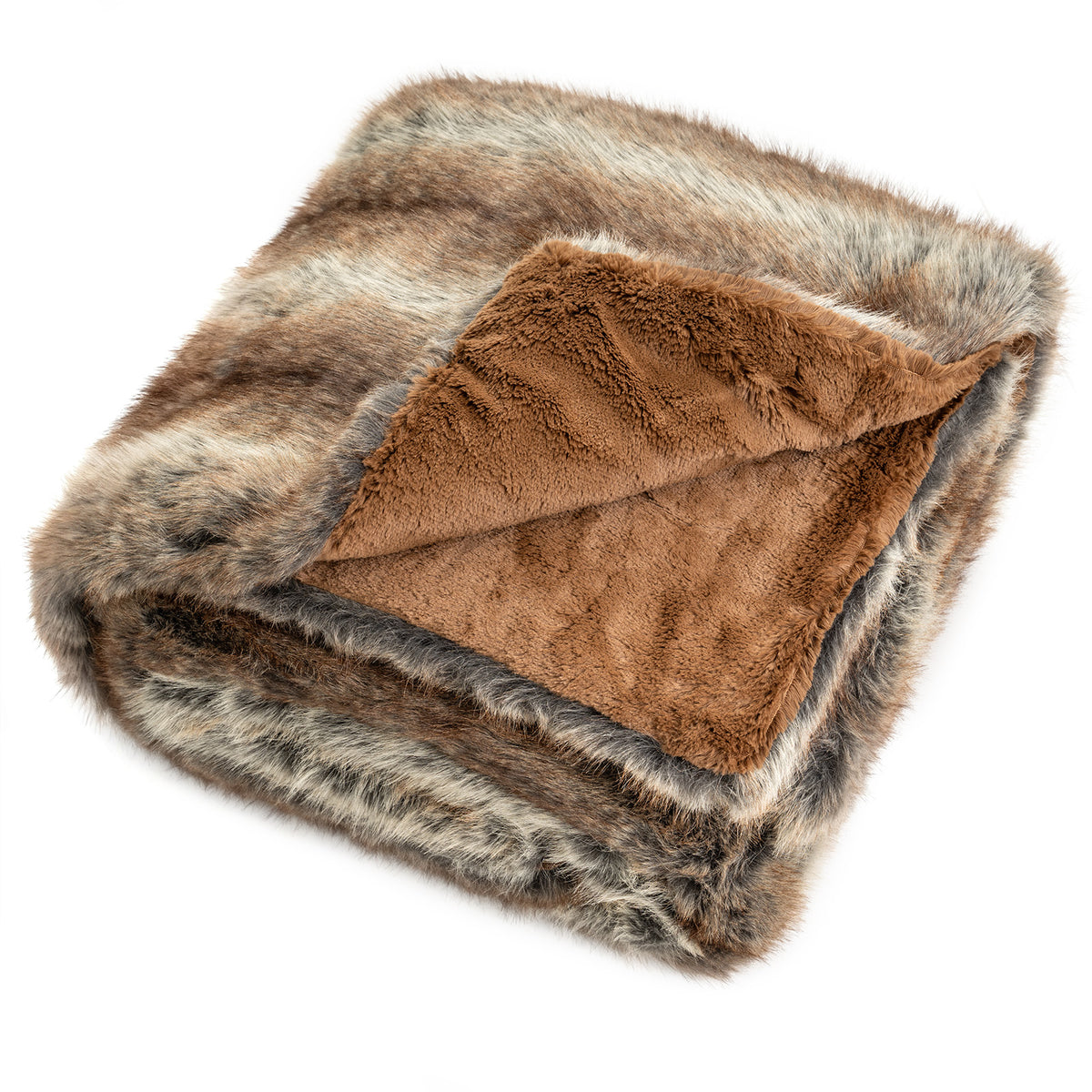 Faux Fur Throw Blanket for Sofa - 780GSM, Brown