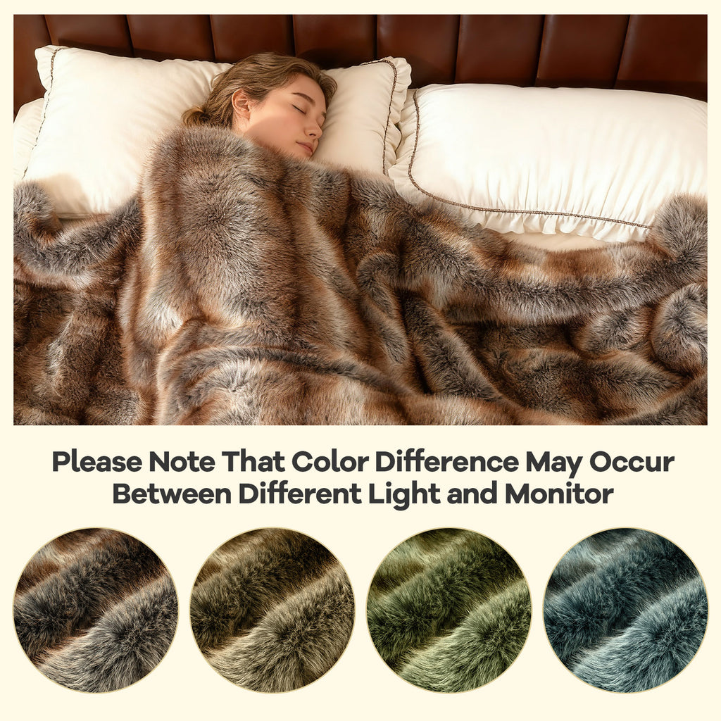Faux Fur Throw Blanket for Sofa - 780GSM, Brown