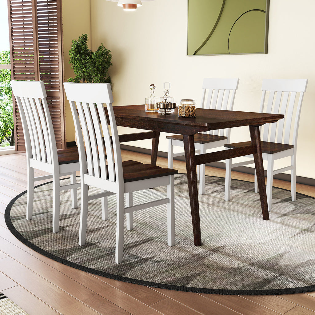 Set of 2 Armless Dining Chairs, High Backrest, White Farmhouse