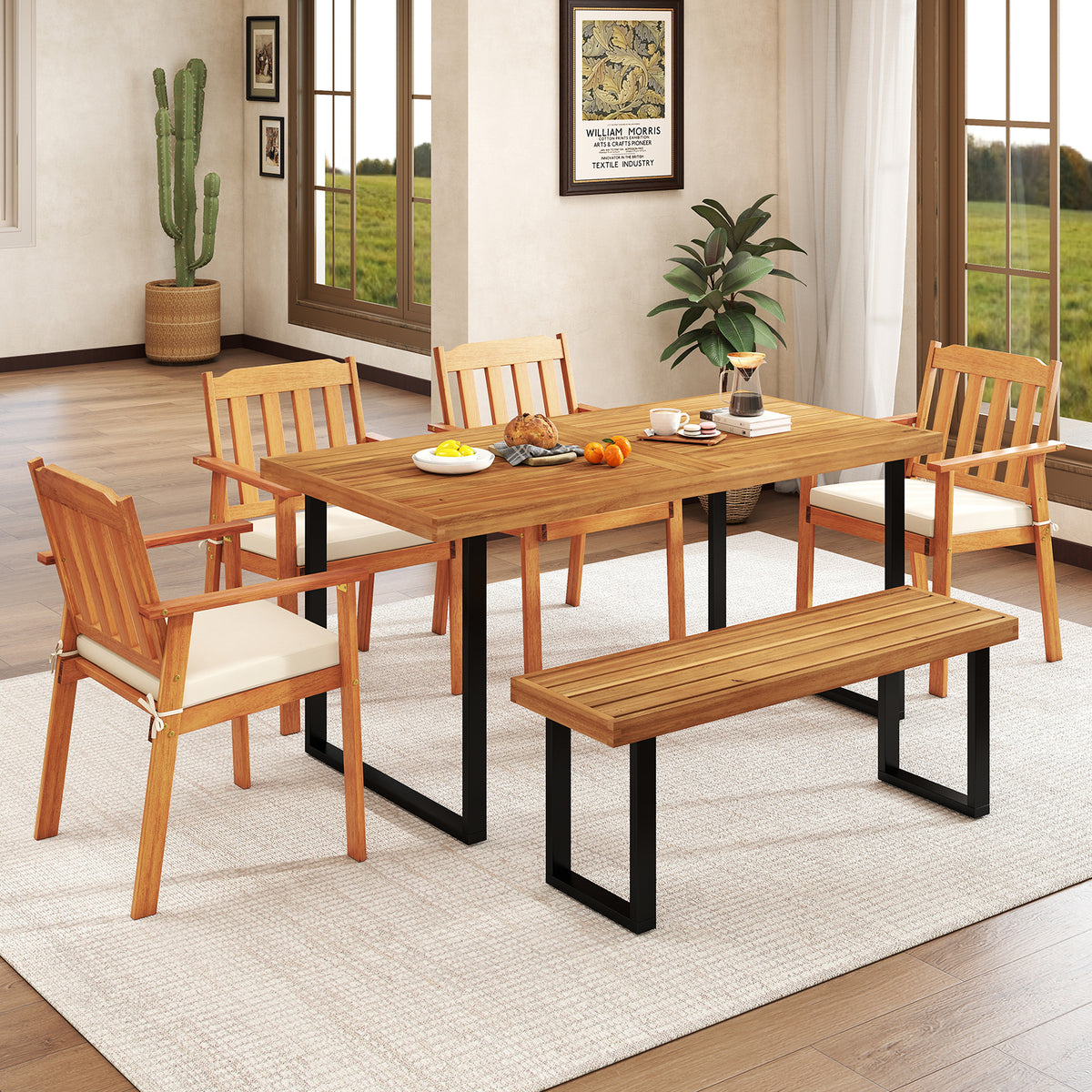 Acacia Wood Dining Table for 6 - 63" x 32"