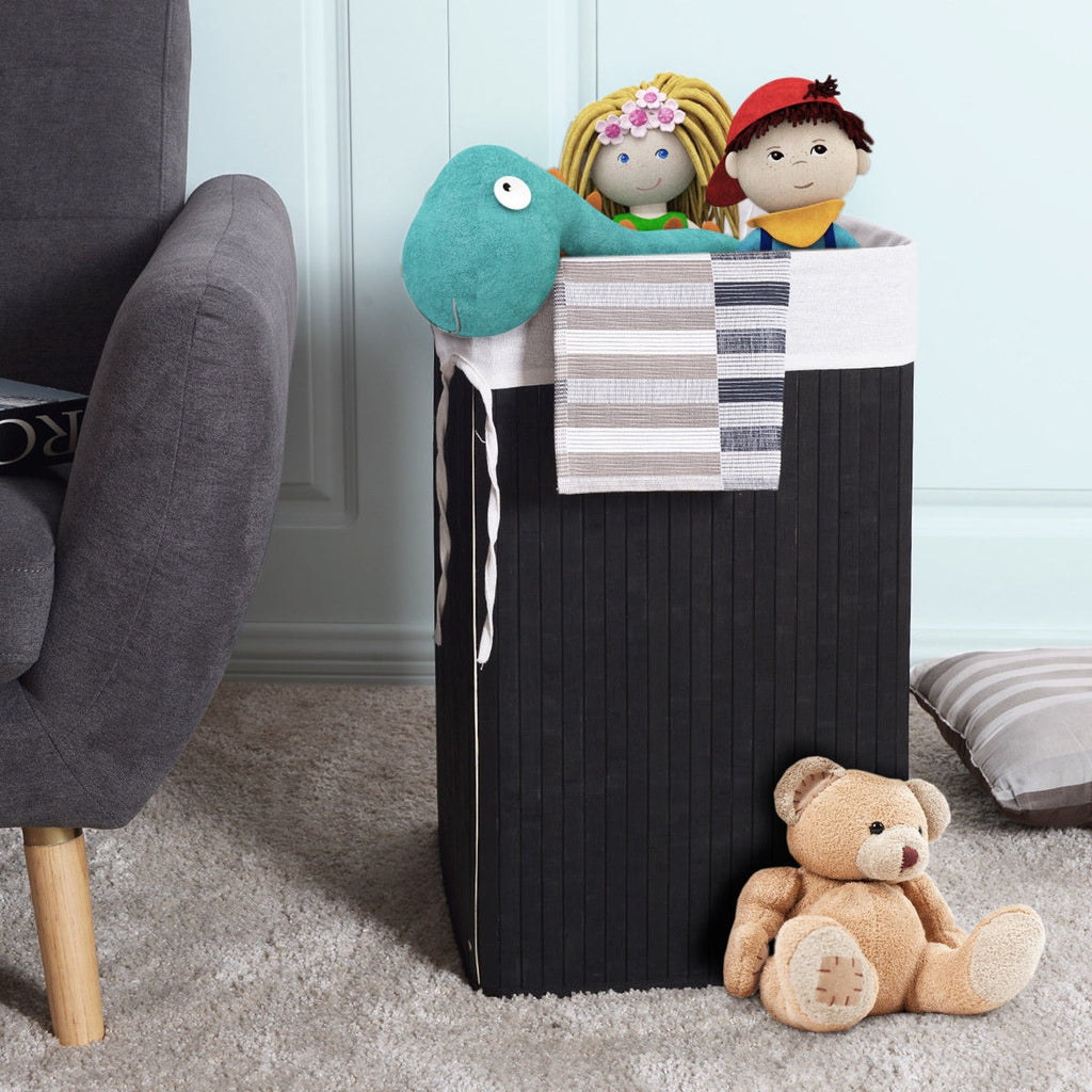 Bamboo Laundry Hamper Basket with Lid and Removable Liner Bag