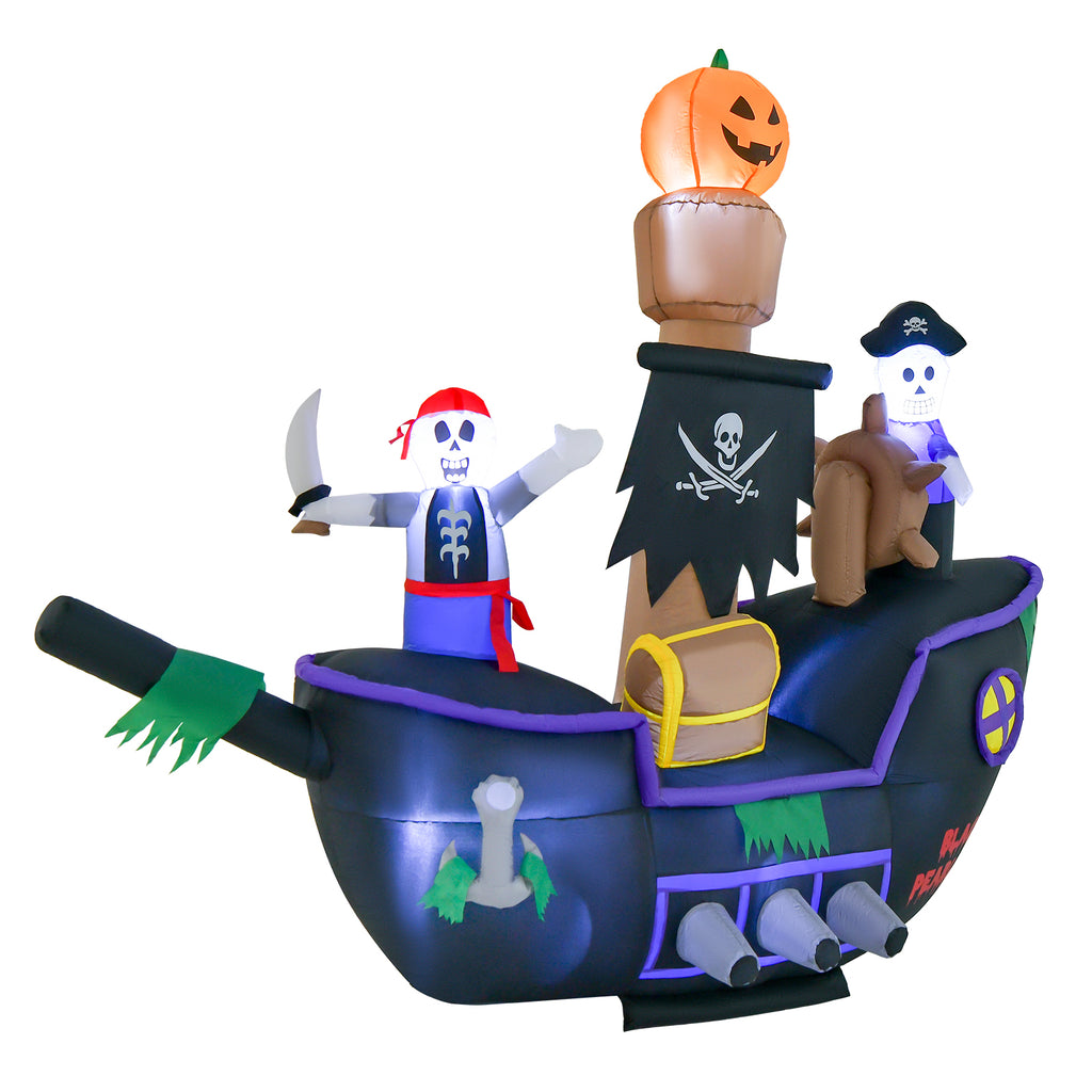 Halloween Inflatable Carriage with Skeleton Dragon and Pumpkin - LED Lights - Dragon Carriage Variation