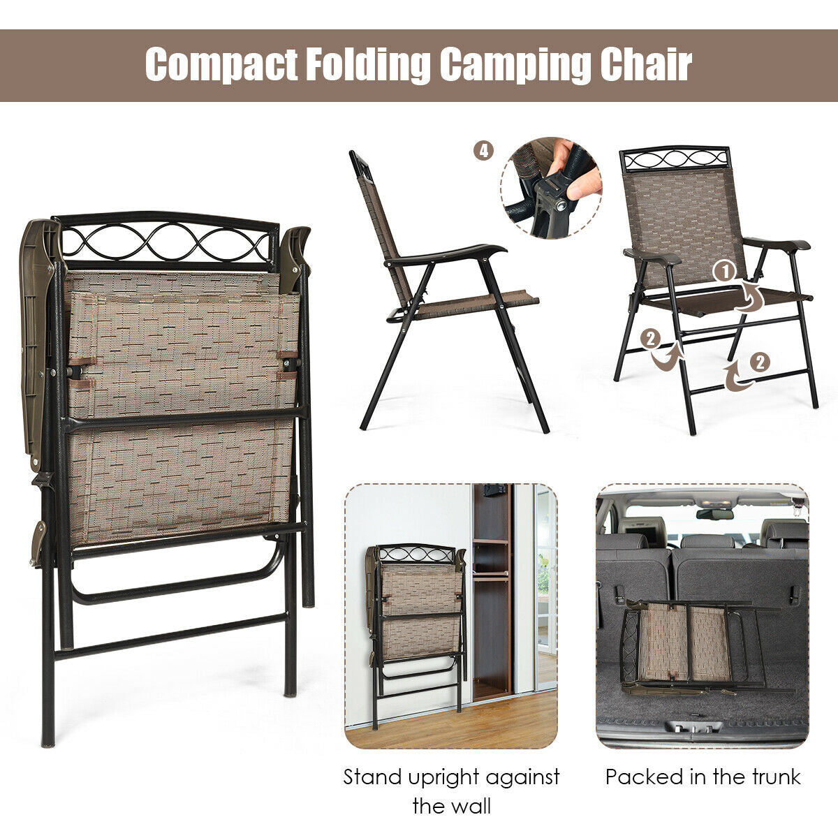 Set of 4 Patio Folding Chairs