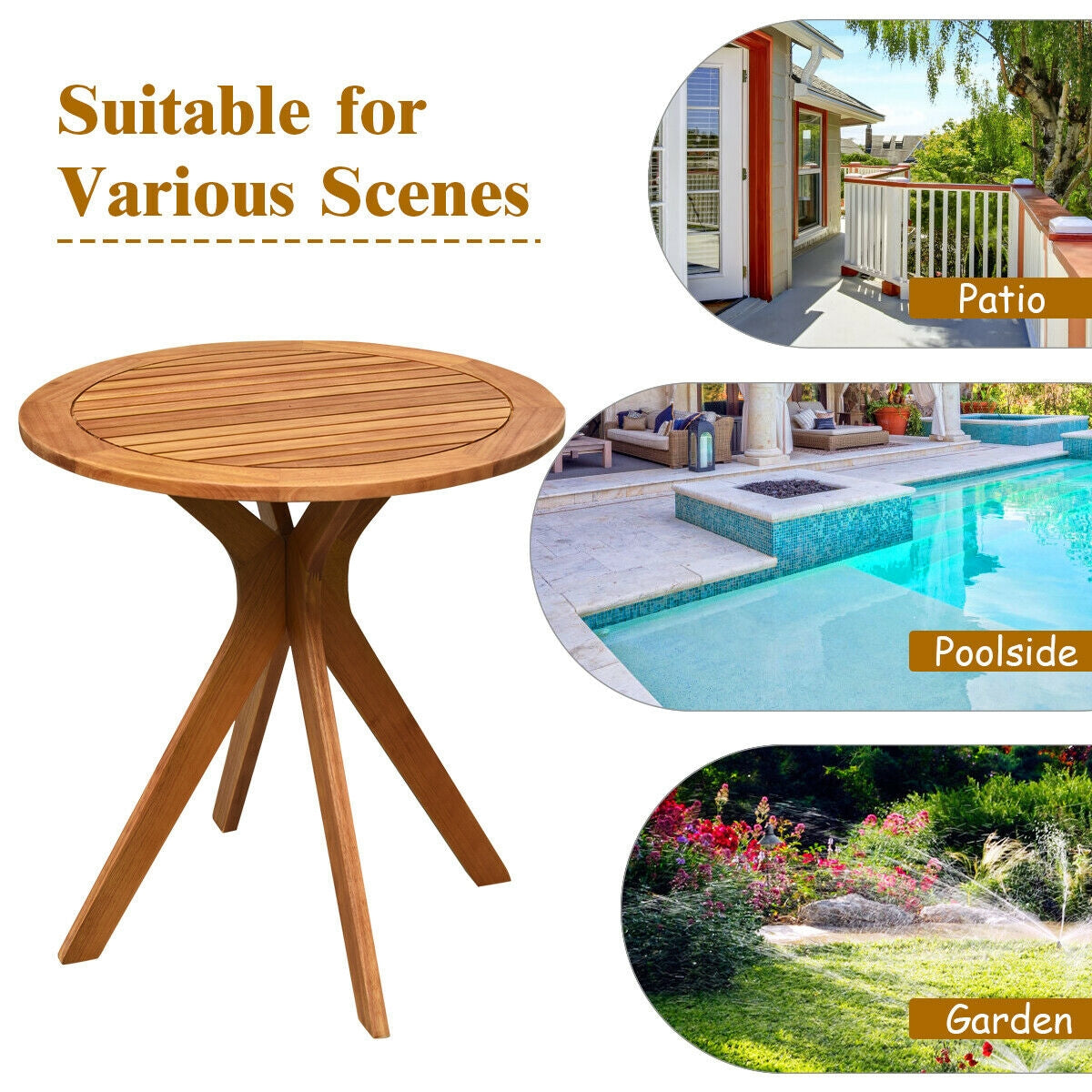 27" Round Eucalyptus Wood Bistro Table