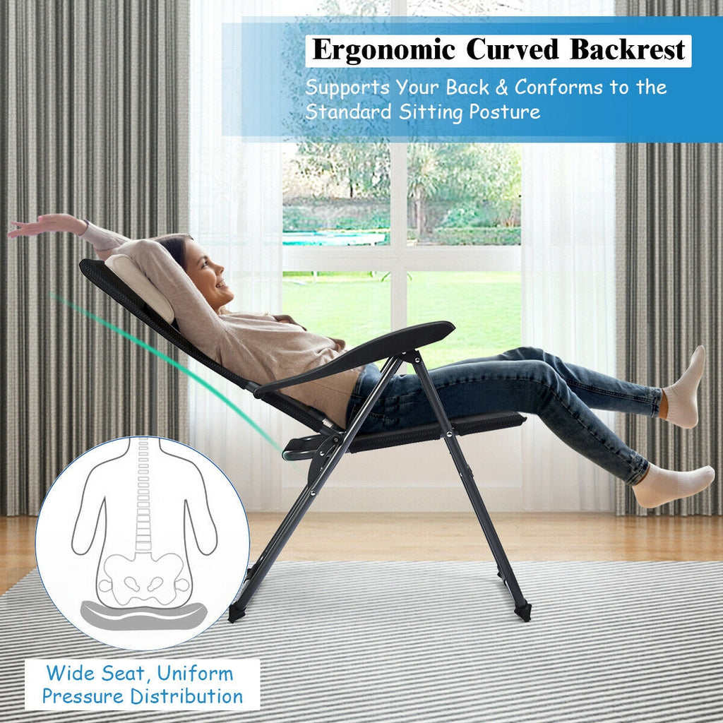 2 Pieces Outdoor Folding Patio Chairs with Adjustable Backrests for