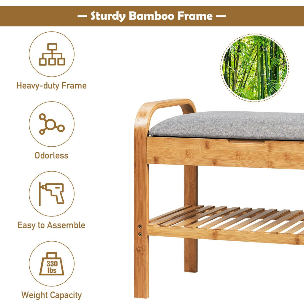 Shoe Rack Bench with Storage Shelf for Entryway Hallway Bedroom