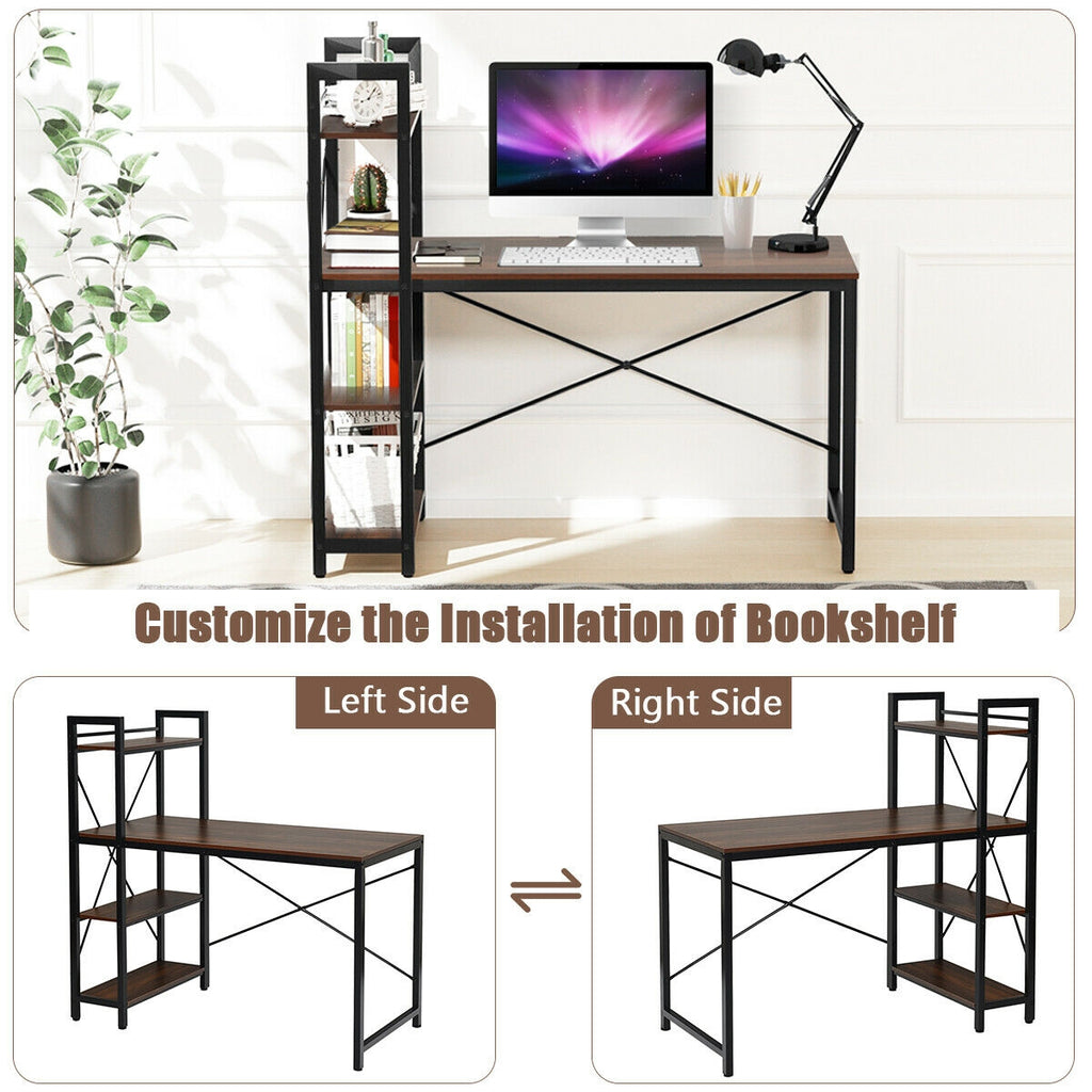 47.5" Computer Desk with 4-Tier Storage Shelves - Tan