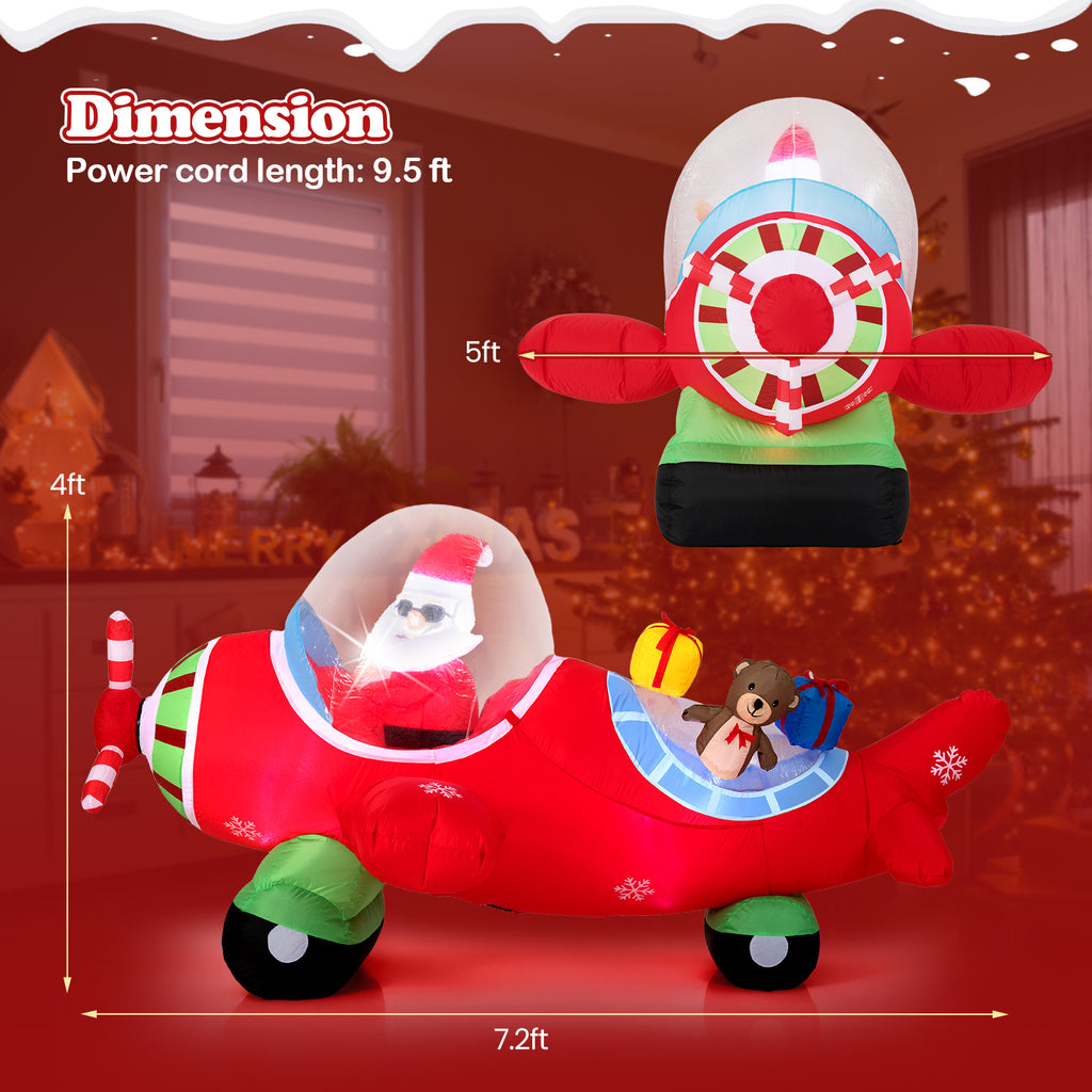 Christmas Inflatable Airplane with LED Lights and Gift Boxes - 7.2 Feet