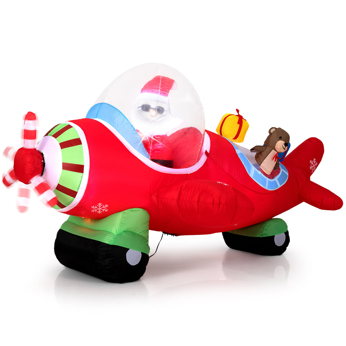 Christmas Inflatable Airplane with LED Lights and Gift Boxes - 7.2 Feet