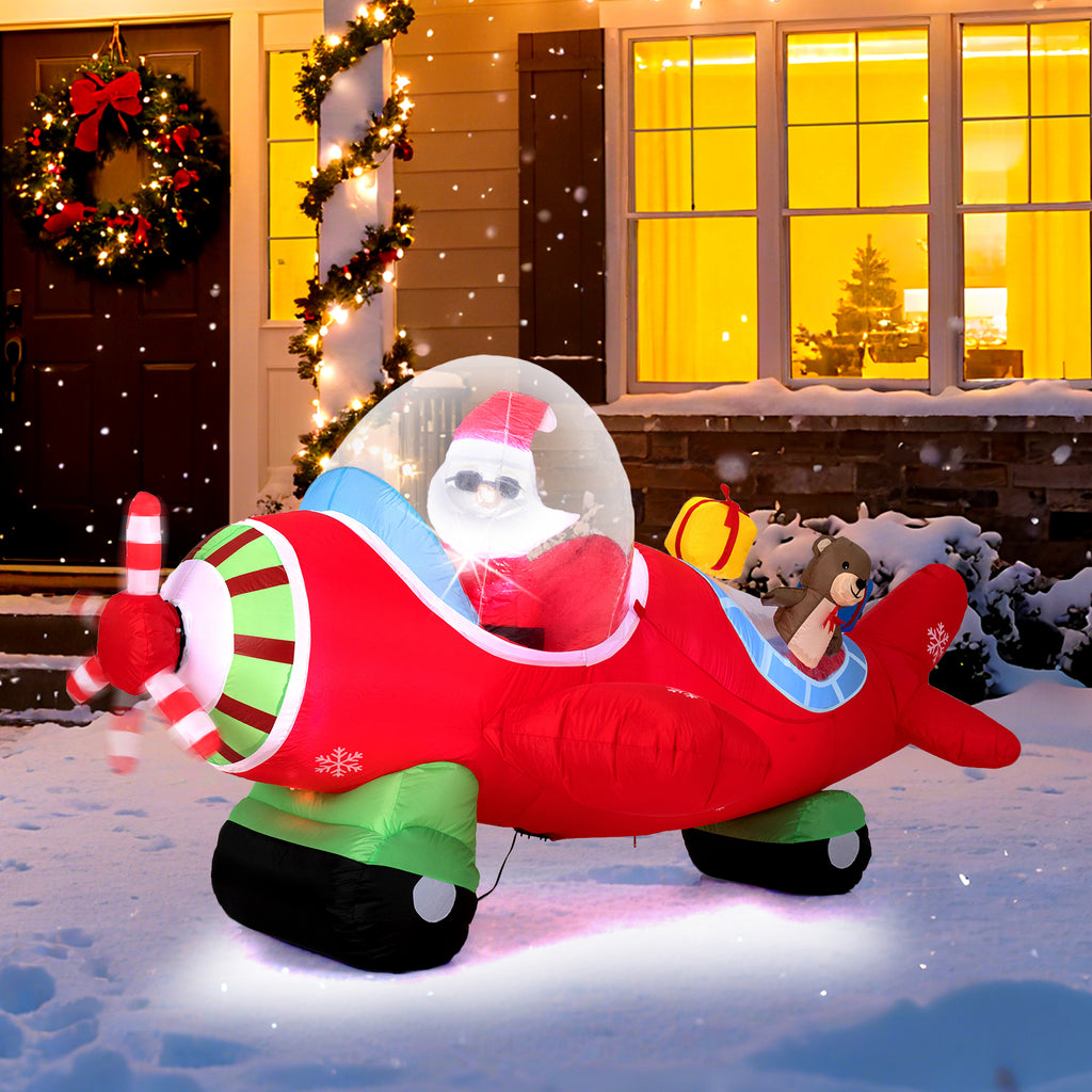 Christmas Inflatable Airplane with LED Lights and Gift Boxes - 7.2 Feet