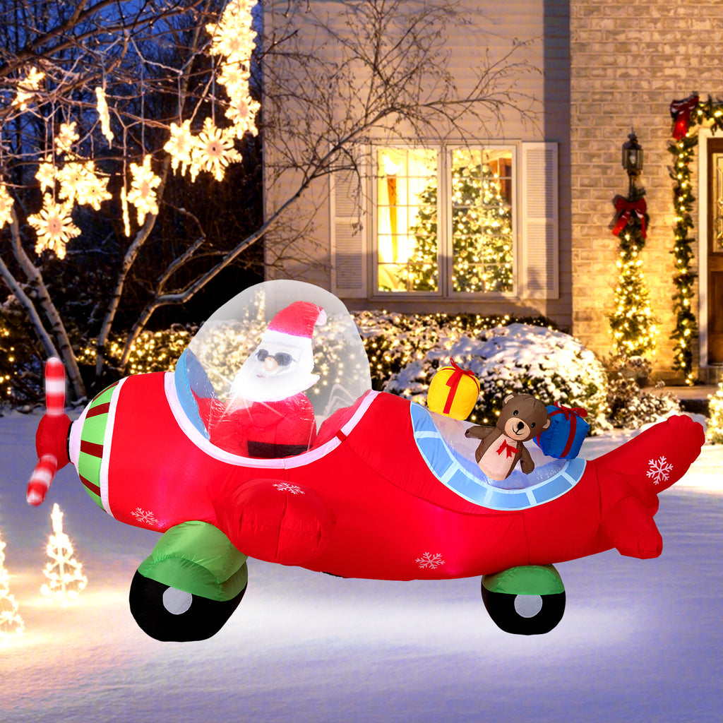 Christmas Inflatable Airplane with LED Lights and Gift Boxes - 7.2 Feet