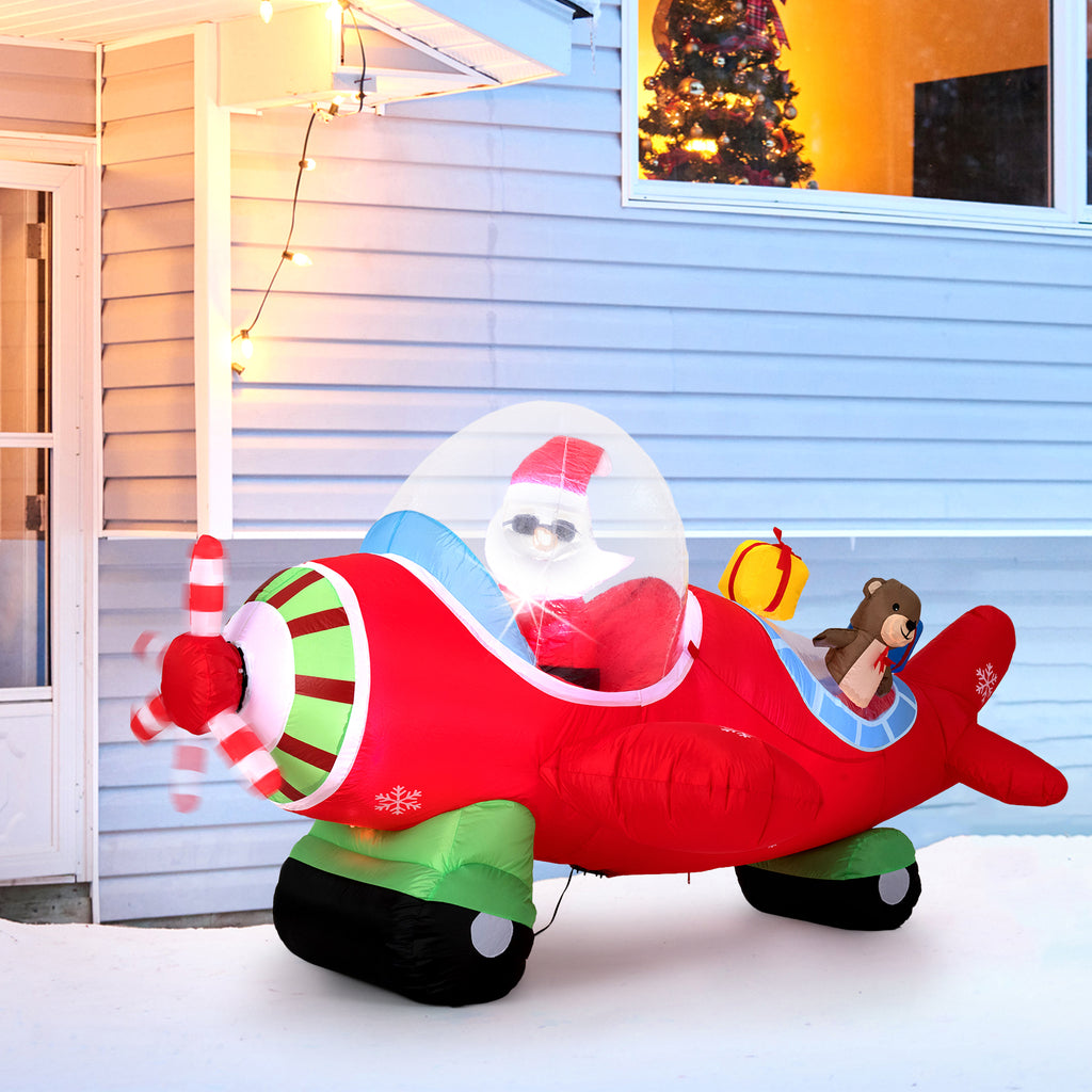 Christmas Inflatable Airplane with LED Lights and Gift Boxes - 7.2 Feet