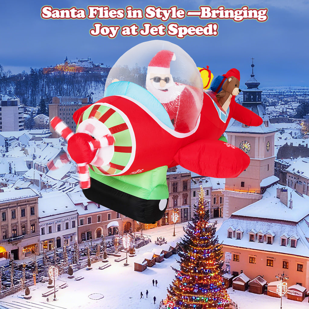 Christmas Inflatable Airplane with LED Lights and Gift Boxes - 7.2 Feet