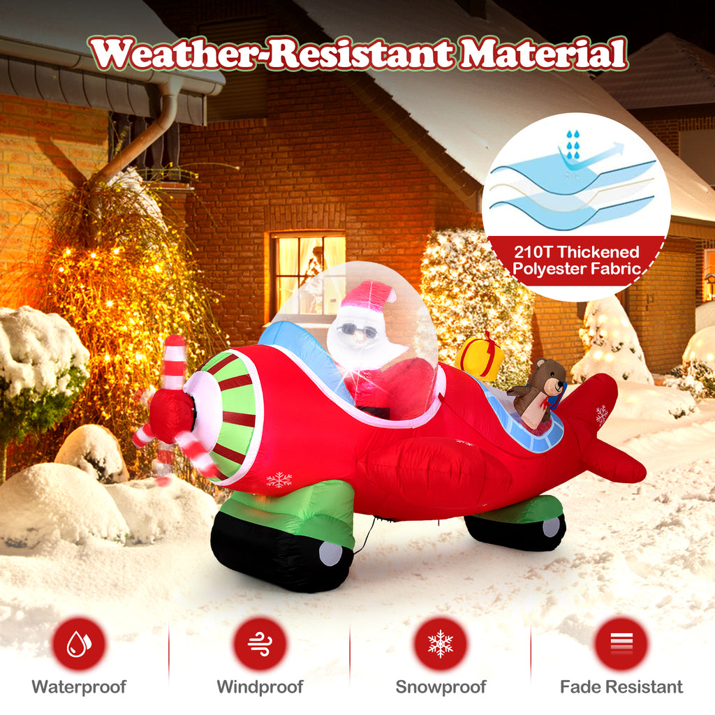 Christmas Inflatable Airplane with LED Lights and Gift Boxes - 7.2 Feet