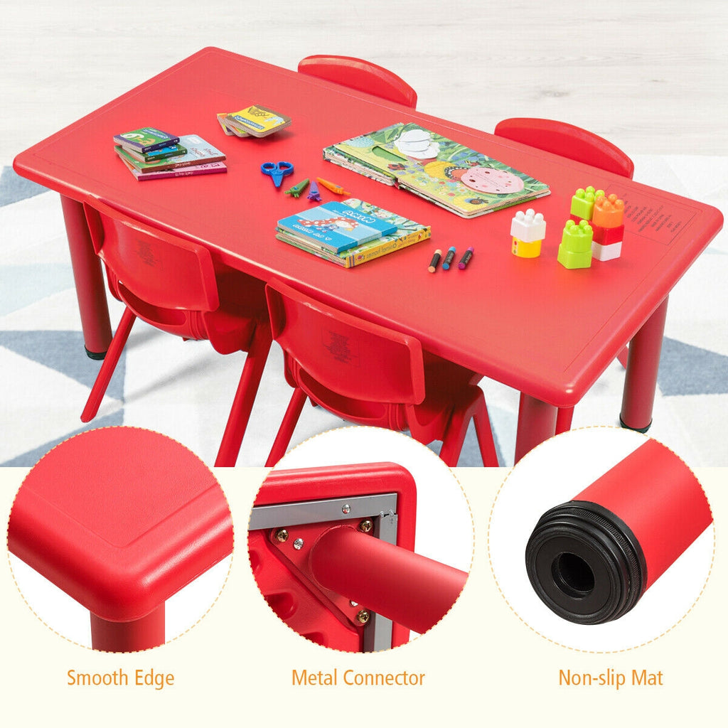 Kids Plastic Rectangular Play and Learning Table - Red