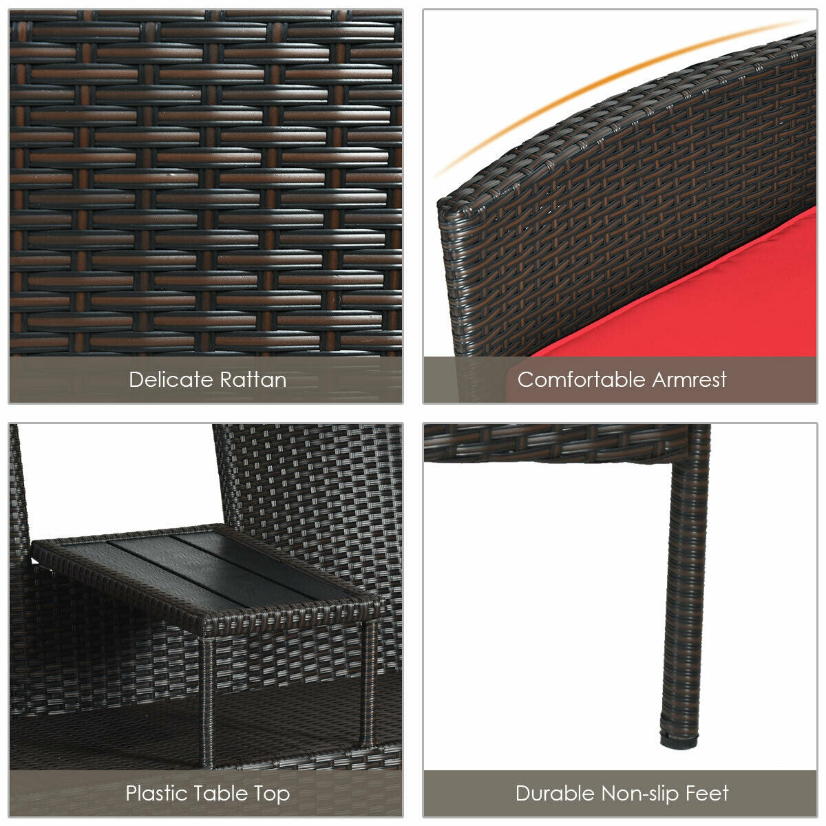 Patented Modern Patio Set with Built-in Coffee Table and Cushions