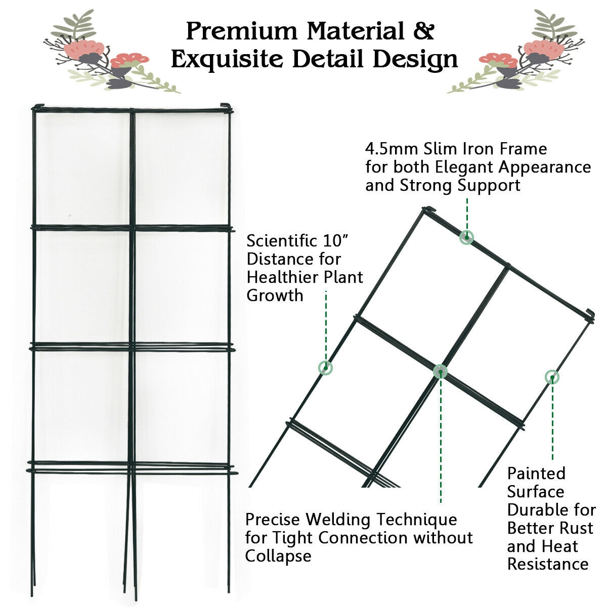 4-Pack Garden Trellis for Climbing Plants – Foldable