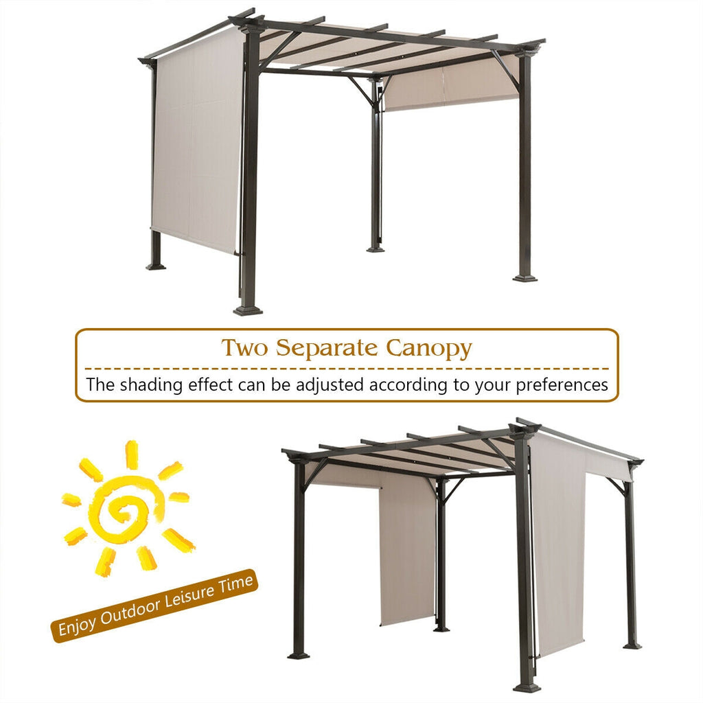10 x 10 Metal Patio Canopy Shelter - Beige