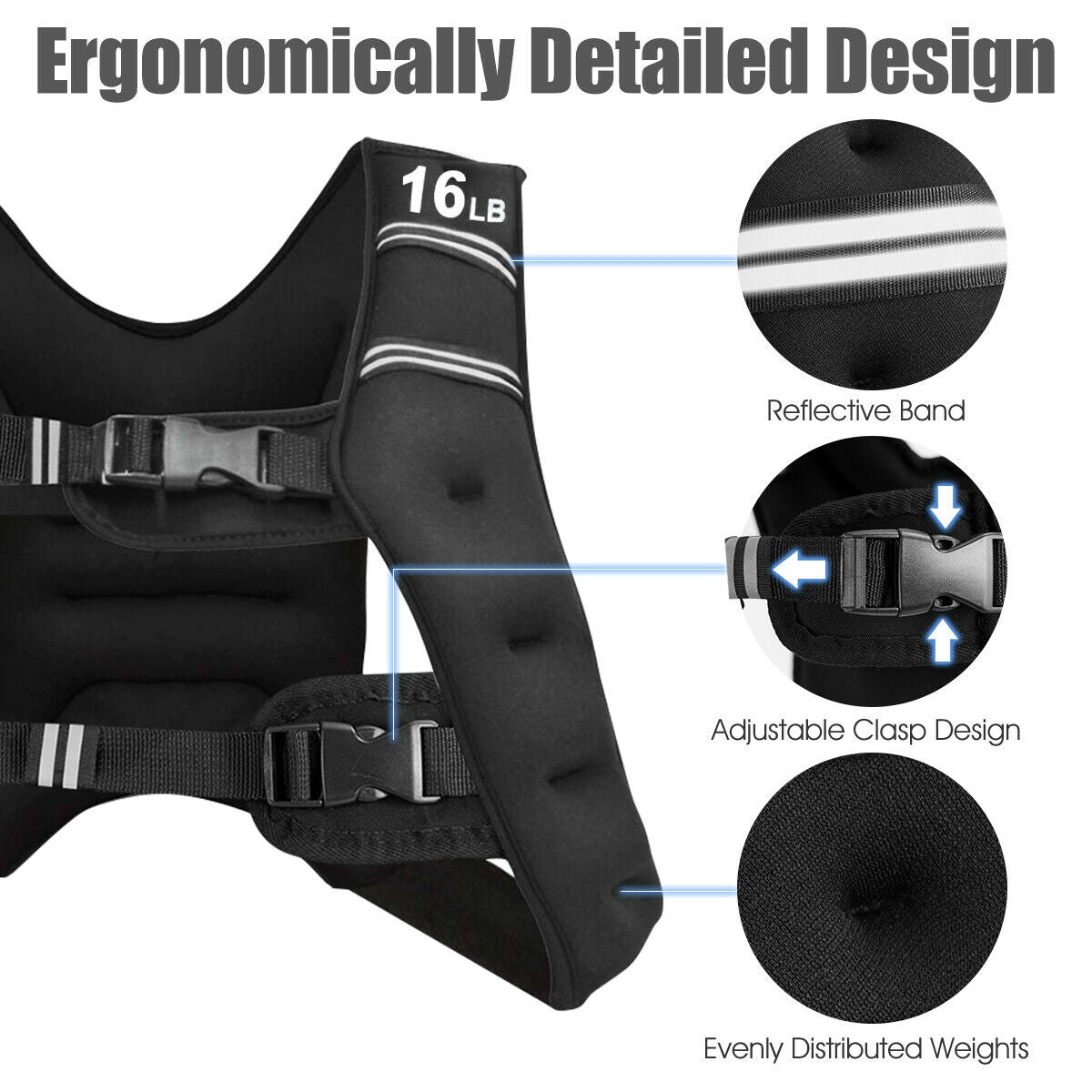 Training Weight Vest 16 lbs Workout Equipment with Adjustable Buckles & Mesh Bag