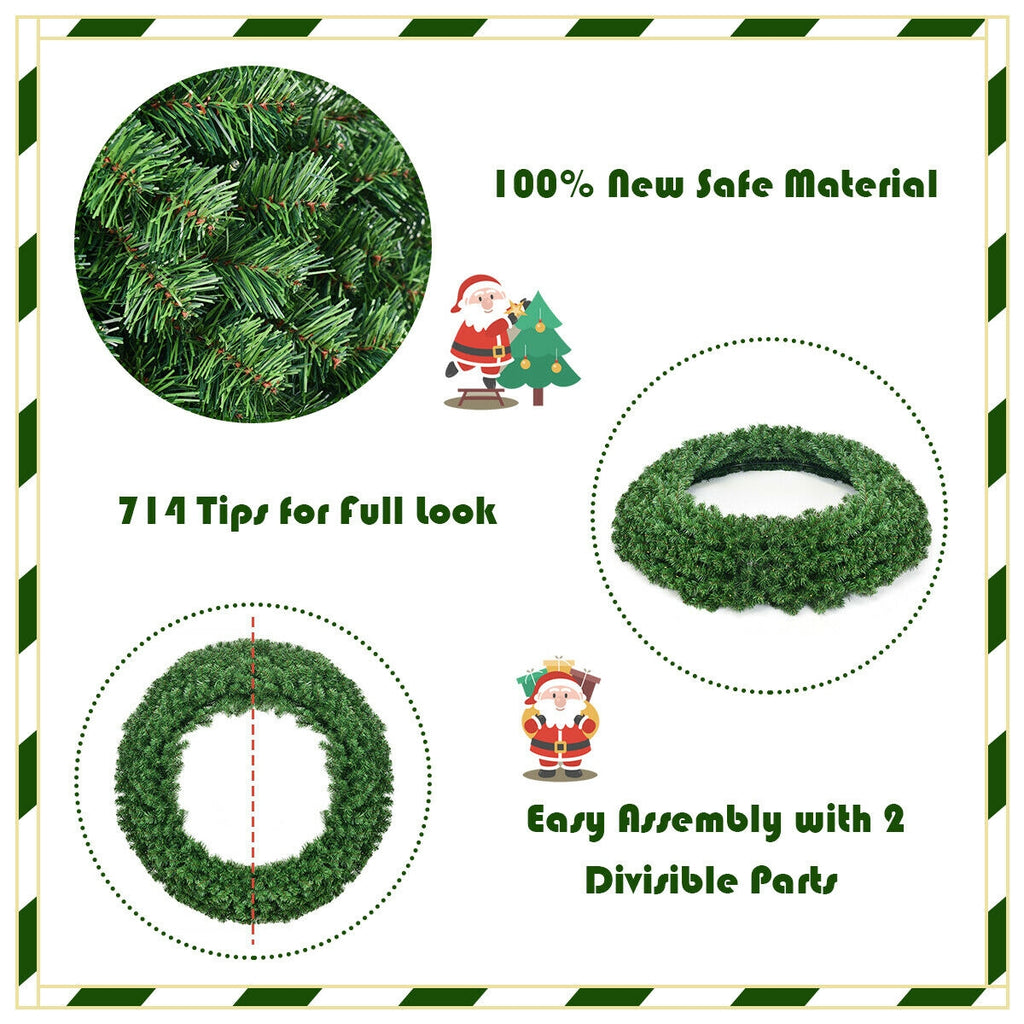 48 Inch Pre-lit Artificial Christmas Wreath with LED Lights - Full Lush Design
