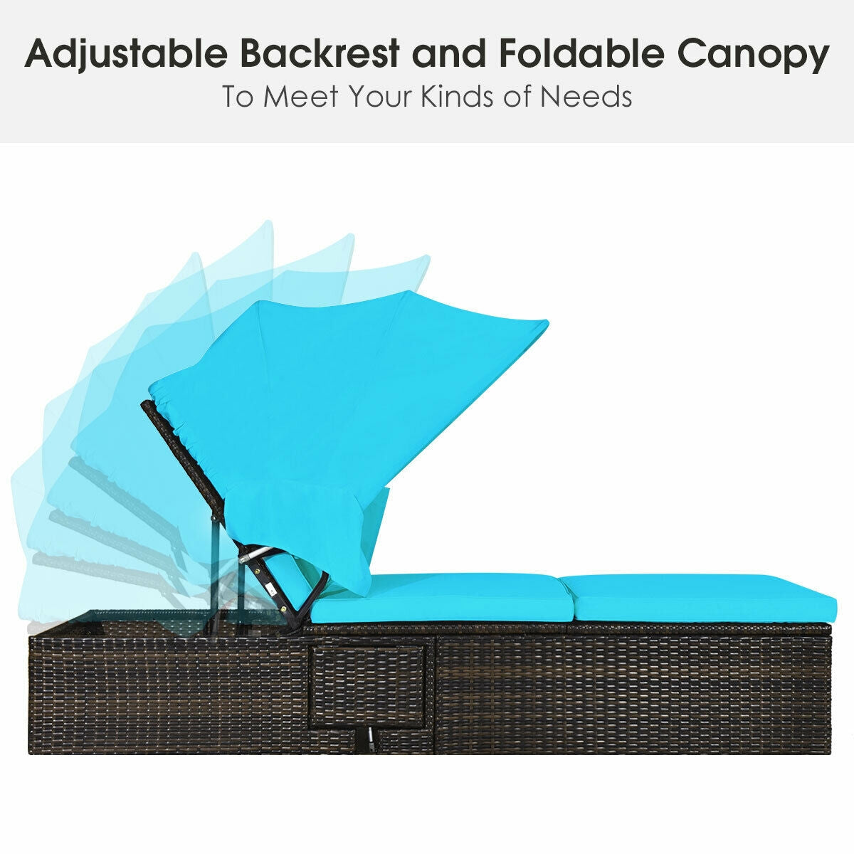 Outdoor Chaise Lounge Chair with Folding Canopy