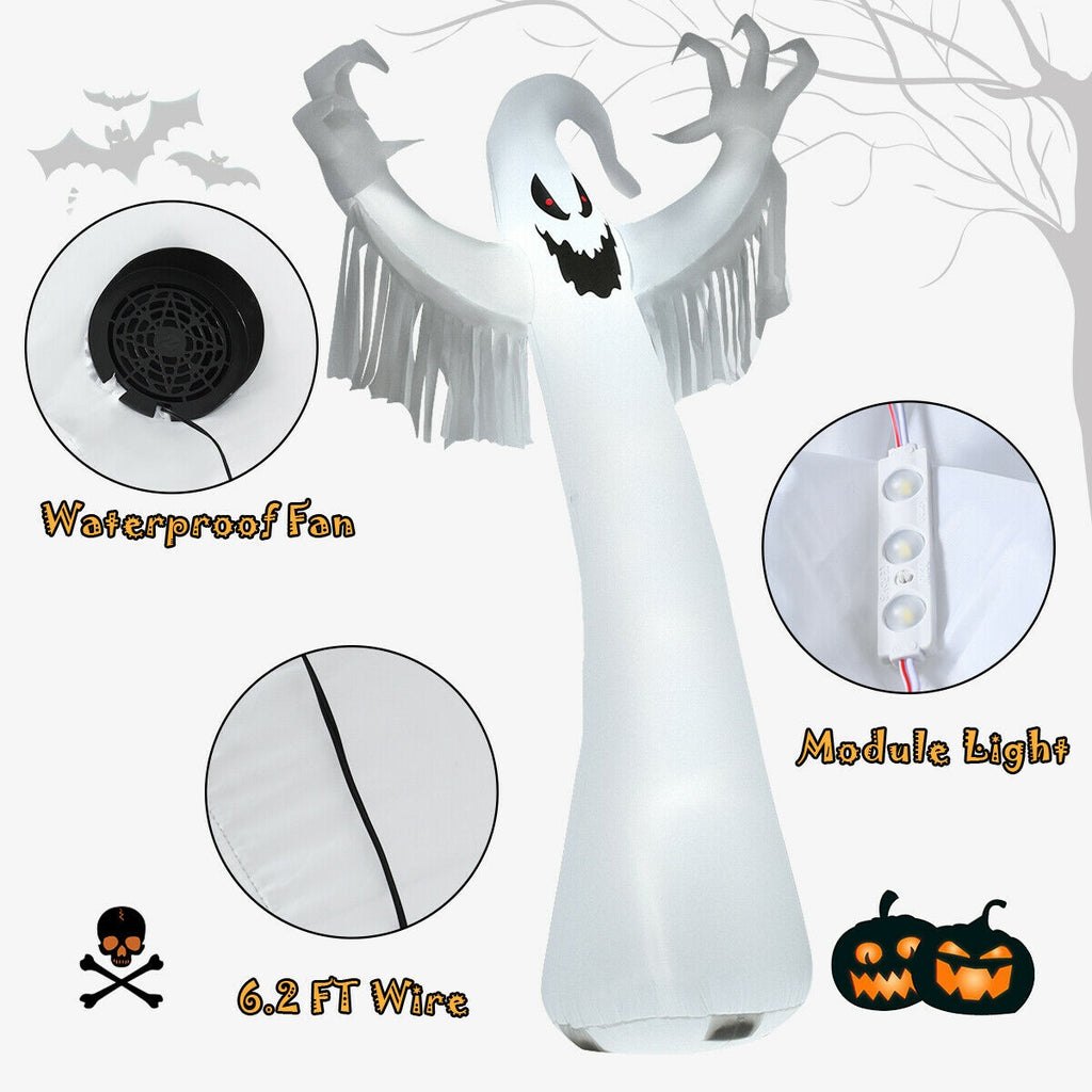 Cute Ghost Inflatable Halloween Decoration - 12 Feet with LED Lights & Blower - Variation of THIS Listing