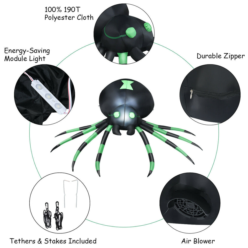 6 Feet Halloween Inflatable Blow-Up Spider - Weather-Resistant Outdoor Decor
