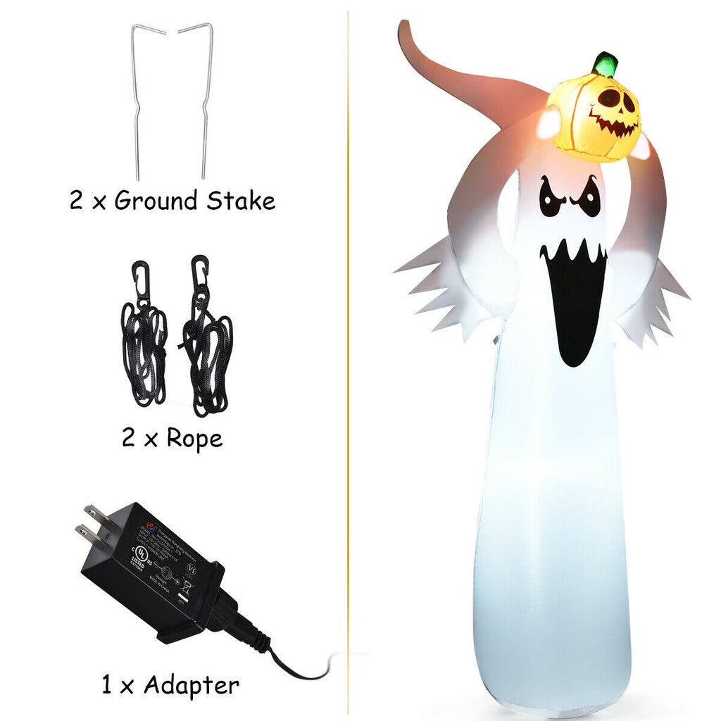 6 Feet Halloween Inflatable Ghost with Pumpkin and LED Lights - Outdoor Decor