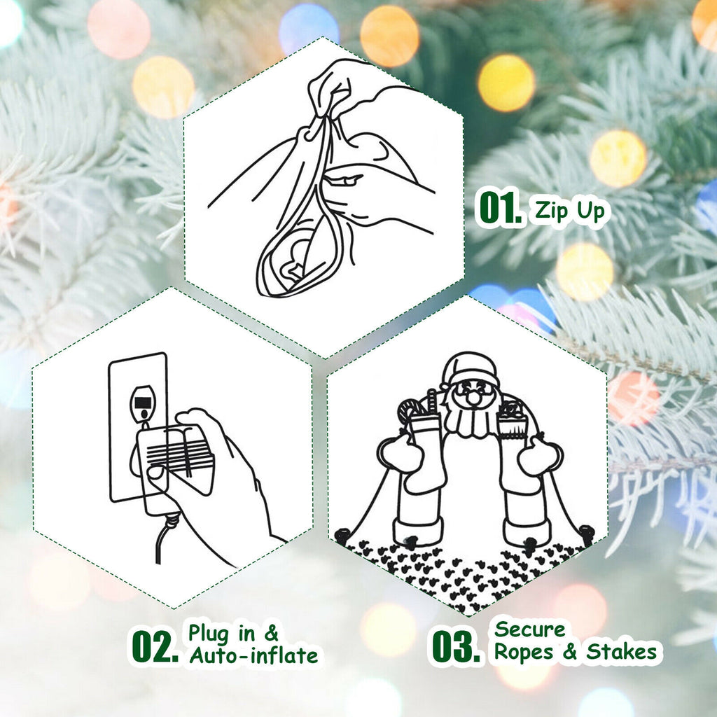 Christmas Inflatable Santa Riding Polar Bear with Shaking Head & LED Lights - 6.5 Feet - Variation: Santa Claus Riding White Bear
