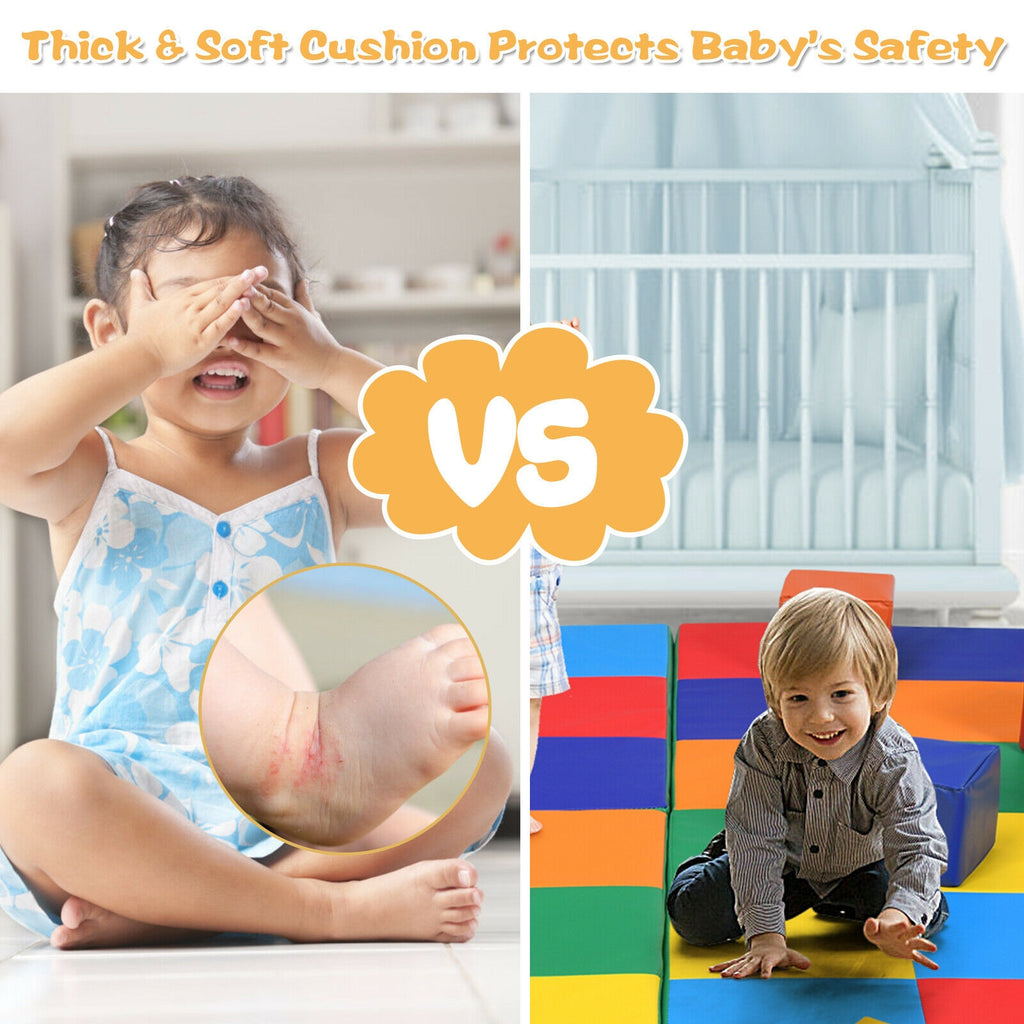 58 Inch Toddler Folding Play Mat - Multicolor Foam Baby Activity Floor Mat