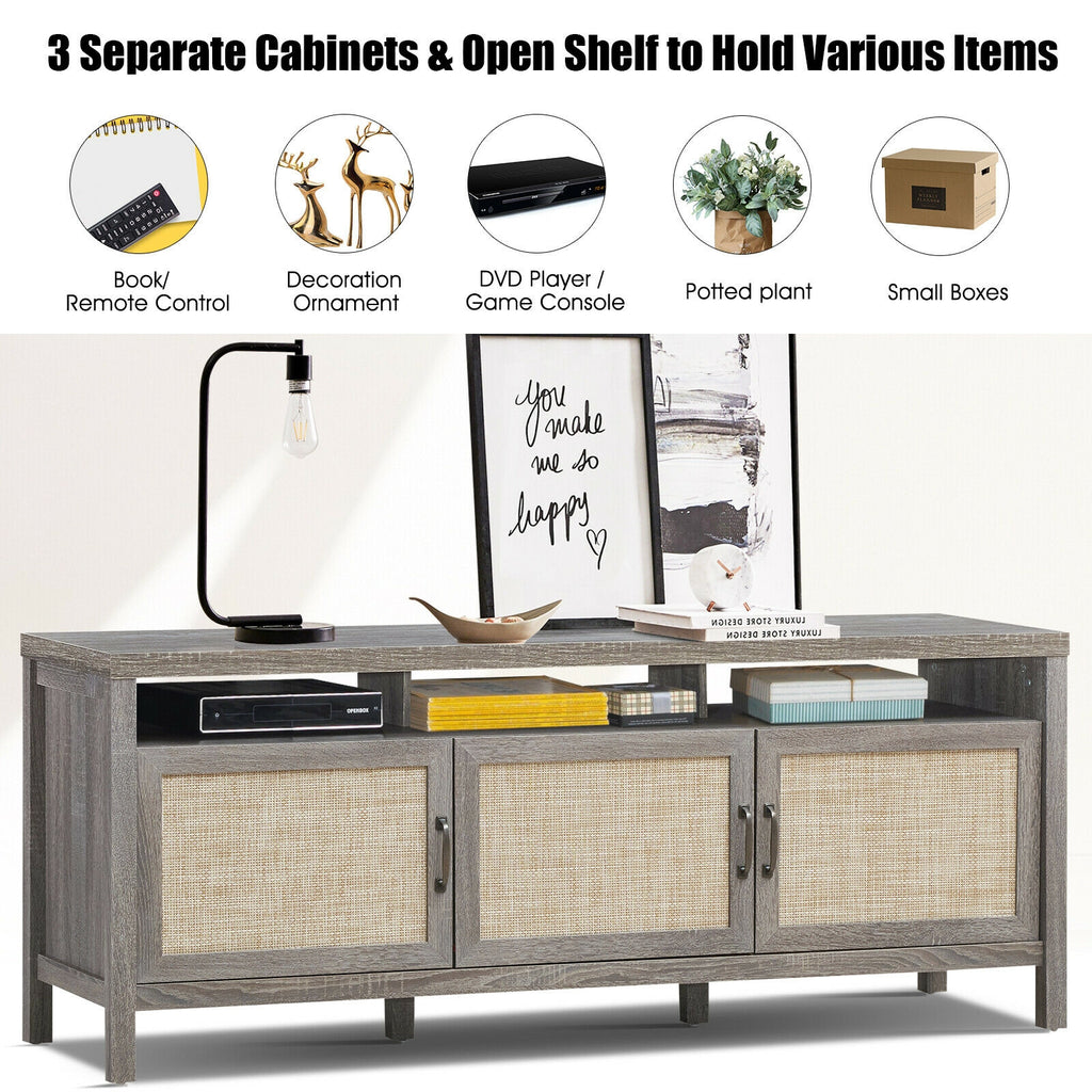 TV Stand for 65 Inch TVs with Storage Cabinets - Gray