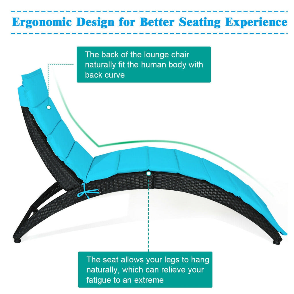 Foldable Patio Lounge Chair with Cushion for Backyard