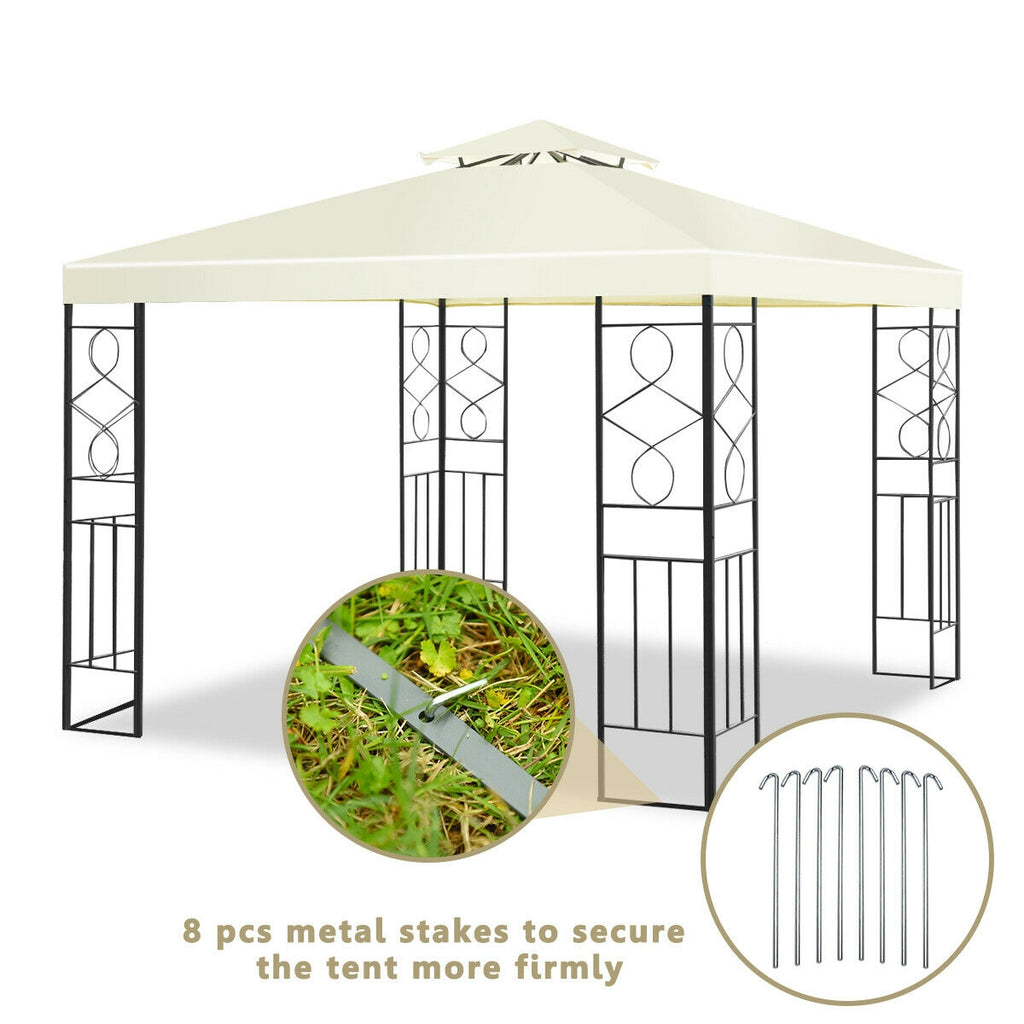 10x10 Patio Gazebo Canopy Tent - Double Roof 9ft Height