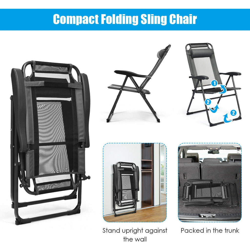 4 Pieces Patio Garden Adjustable Reclining Folding Chairs with