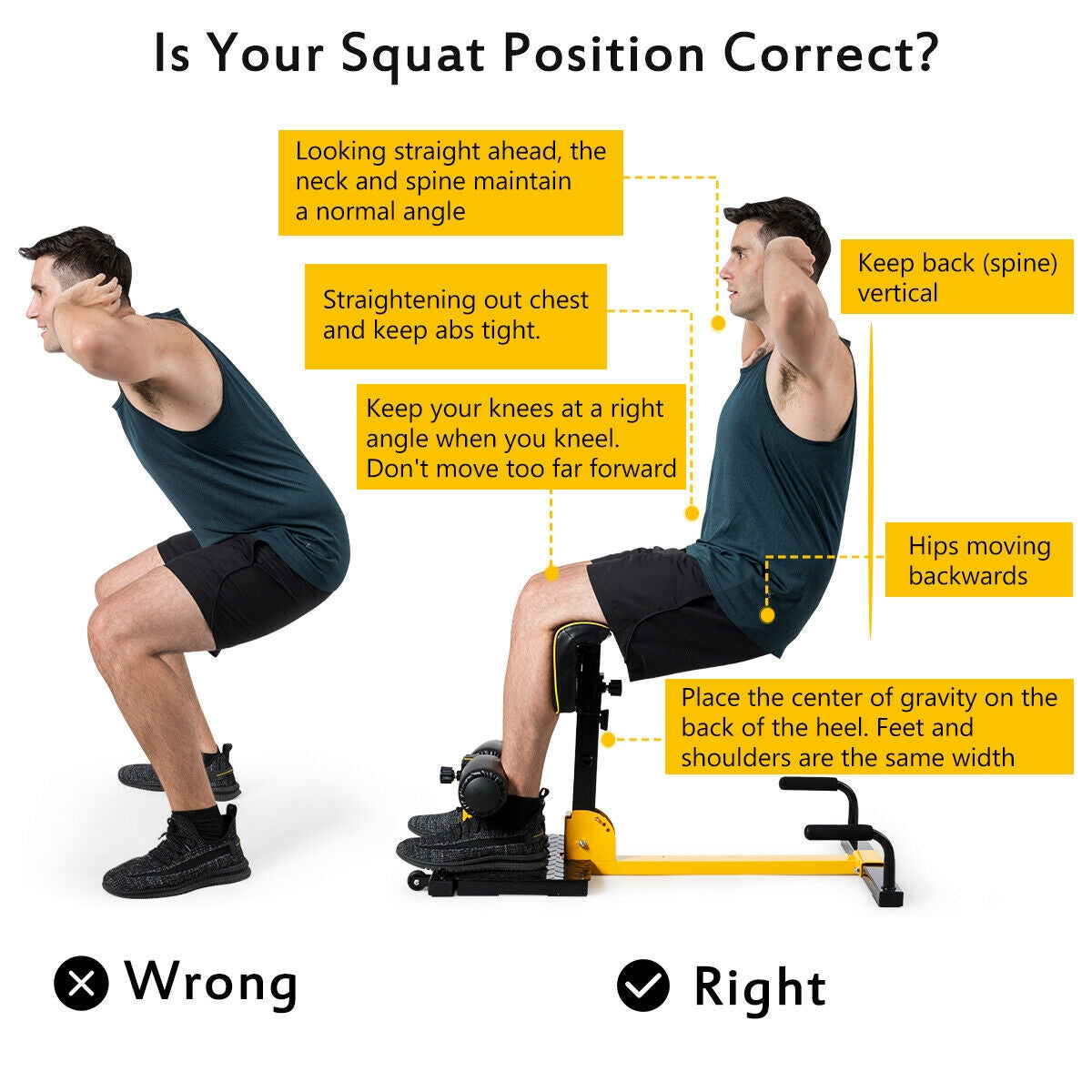 38 Inch 8-in-1 Multifunctional Home Gym Squat Equipment - Costway