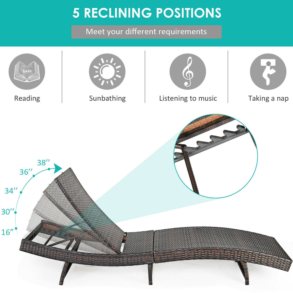 Patio Folding Chaise Lounge with 5 Adjustable Levels and Cushion