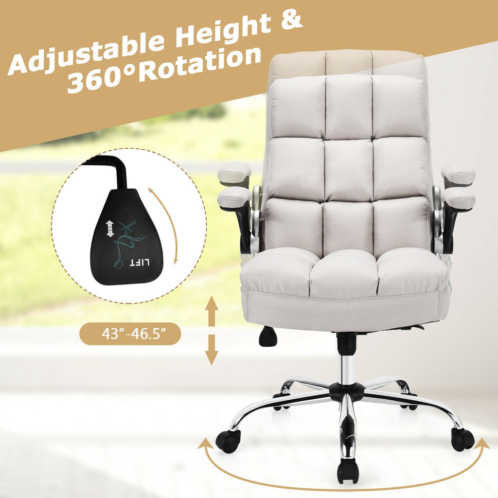 Adjustable Swivel Office Chair with High Back and Flip-up Arm for Home