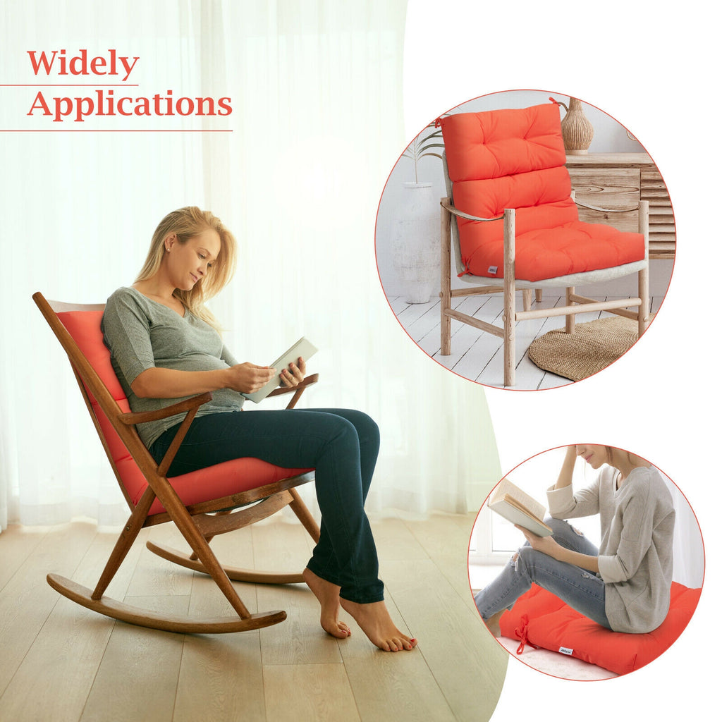 Tufted High Back Patio Chair Cushion - Orange