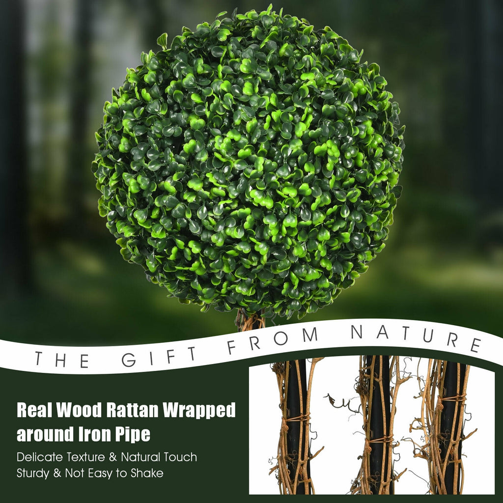 4 Feet Artificial UV-Resistant Topiary Triple Ball Tree Plant - Costway