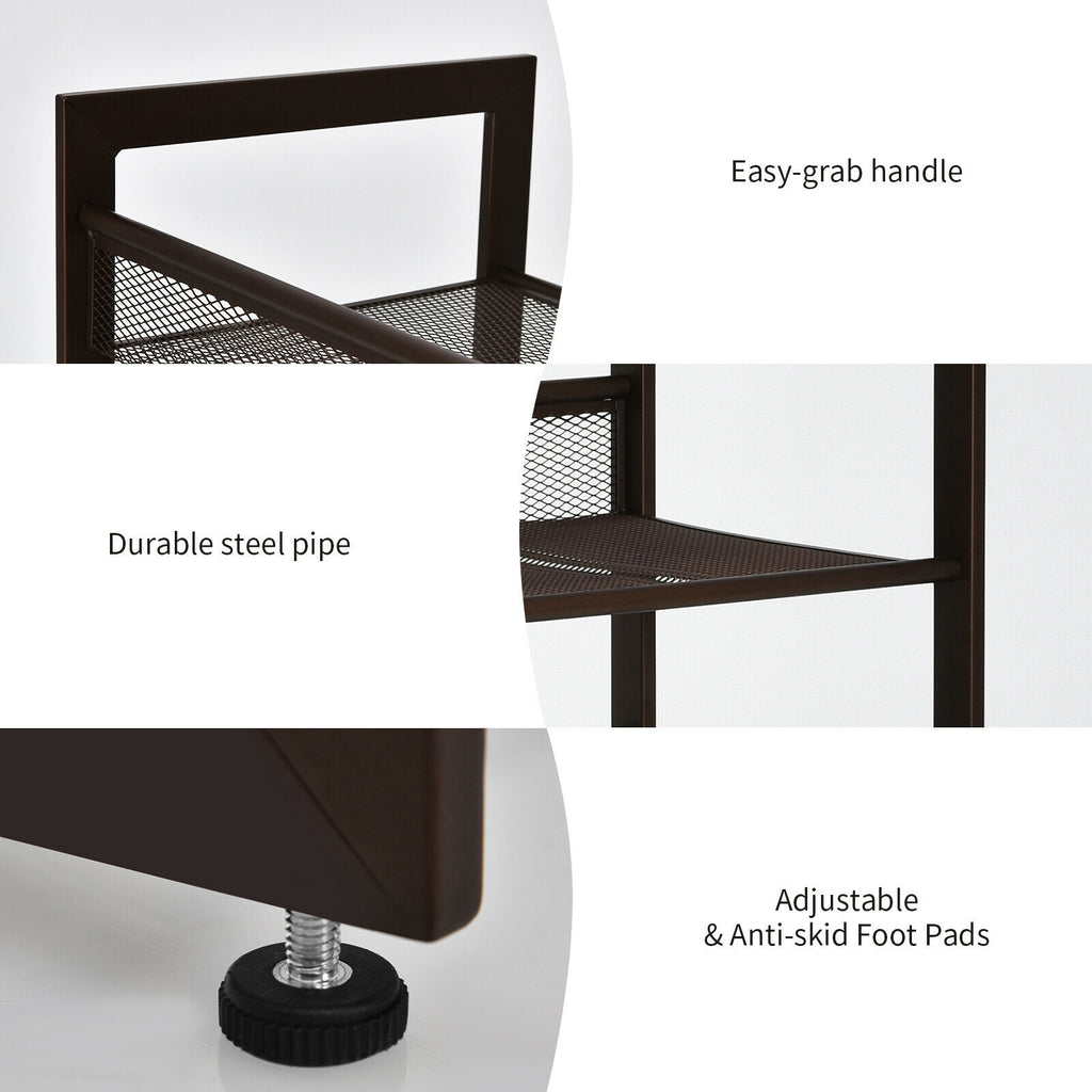4-Tier Metal Shoe Rack with Flat & Angled Shelves