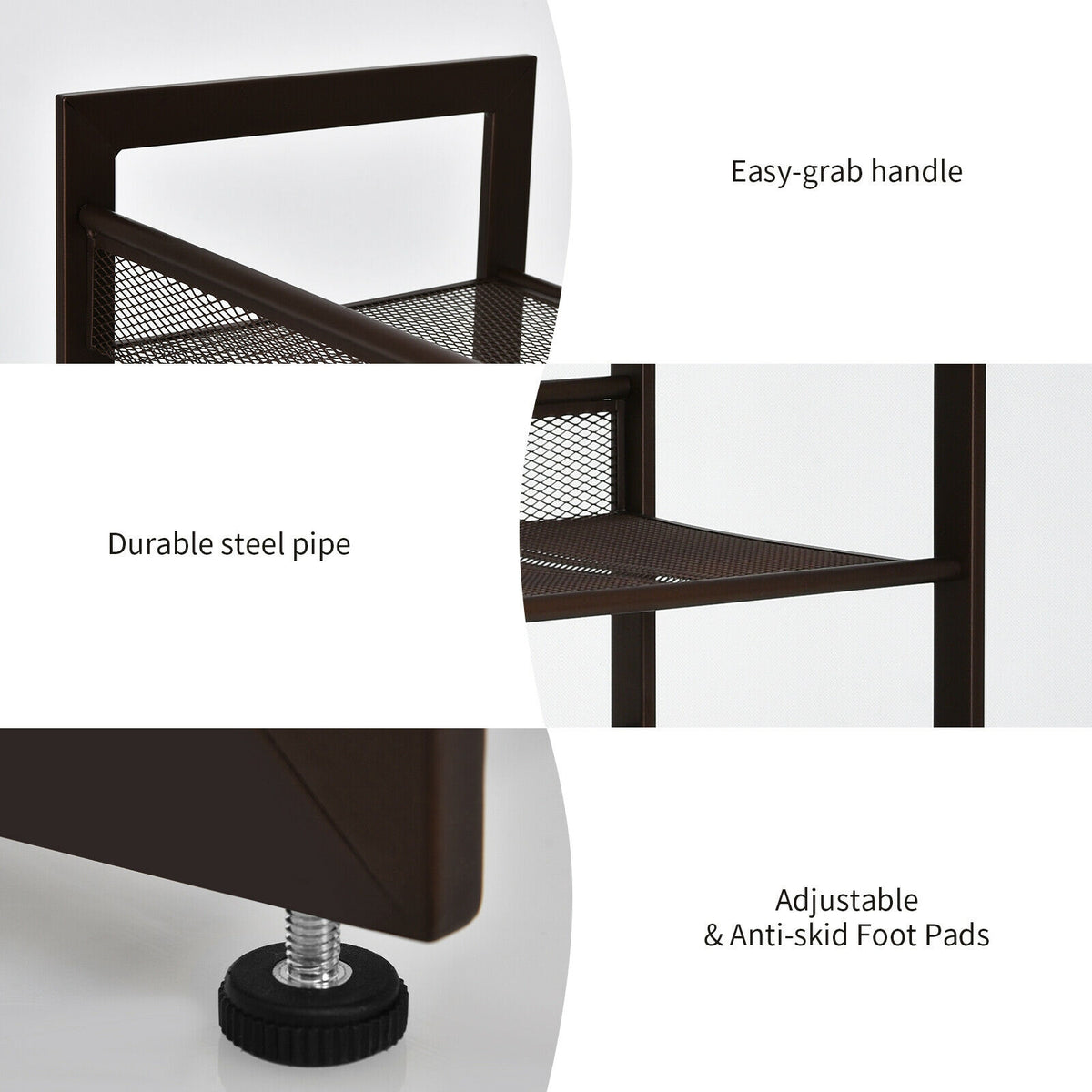 4-Tier Metal Shoe Rack with Flat & Angled Shelves