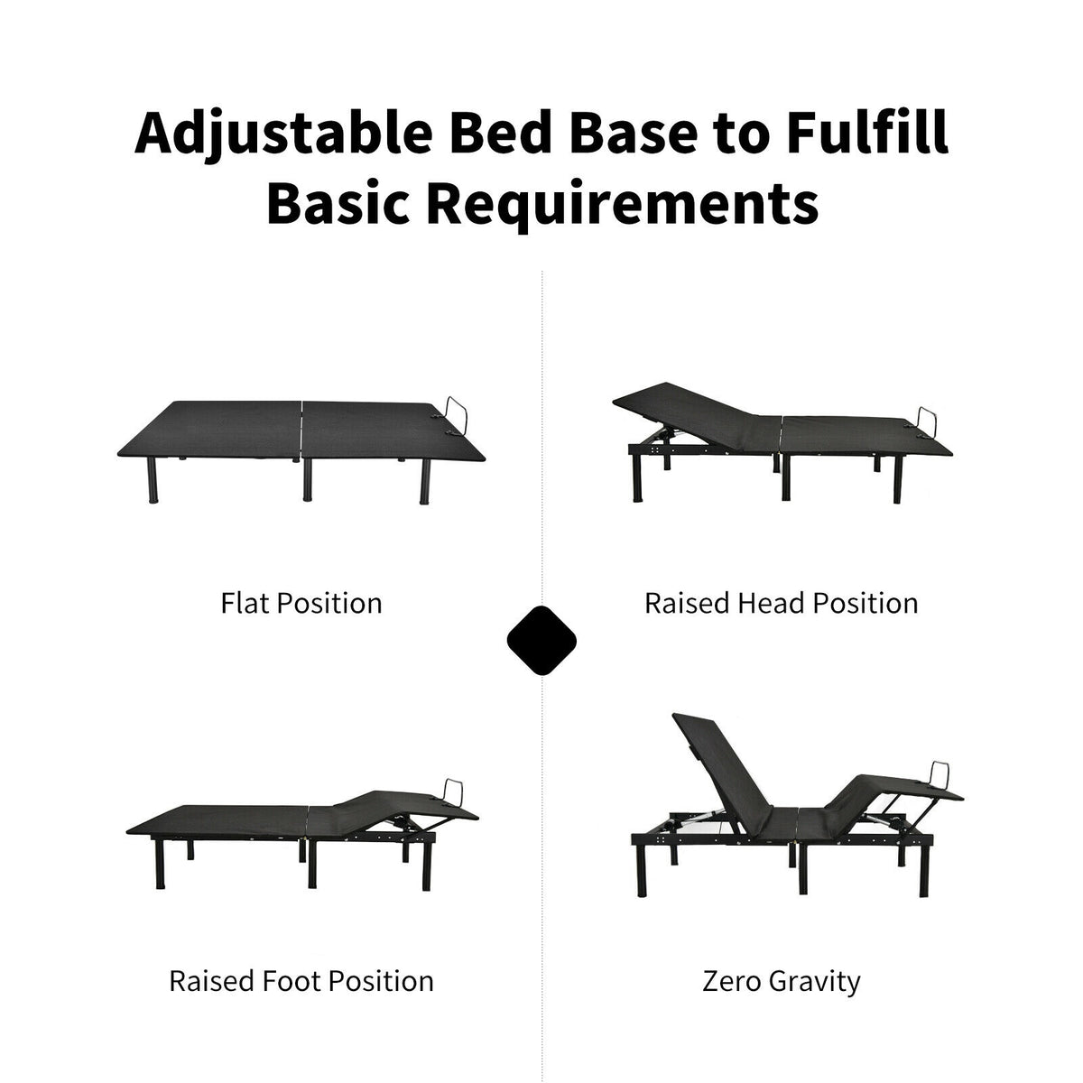 Queen Size Adjustable Bed Base with Wireless Remote – Style B