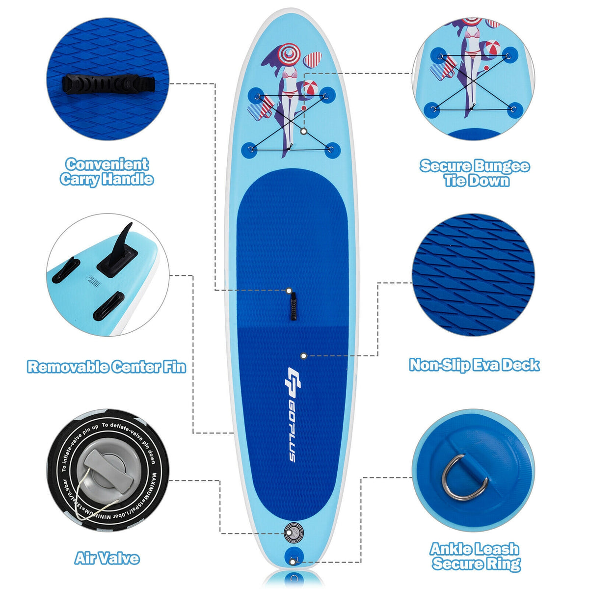 Inflatable Stand Up Paddle Board with Adjustable Paddle Pump - Lightweight Body Board