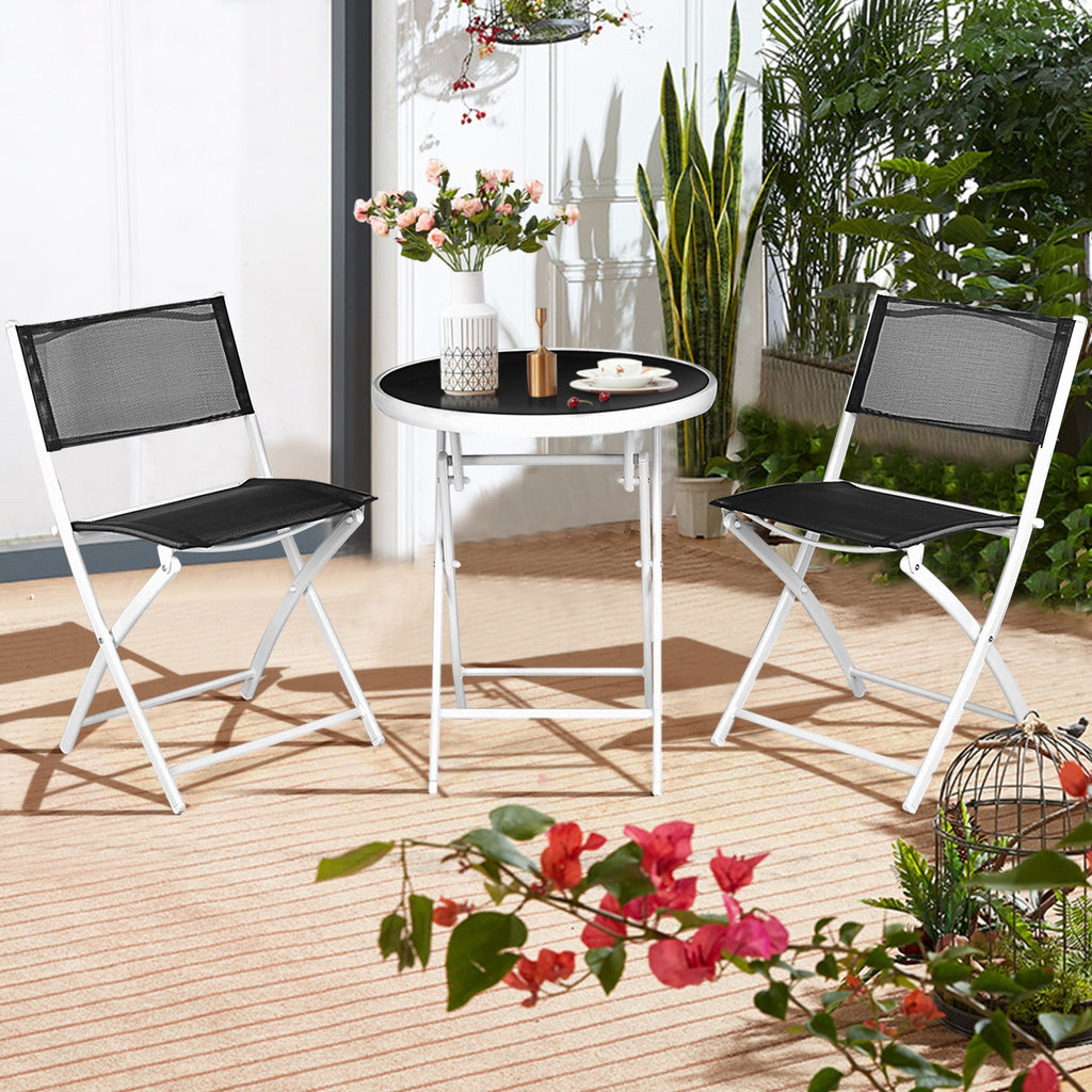 3 Pieces Patio Folding Bistro Set for Balcony or Outdoor Space